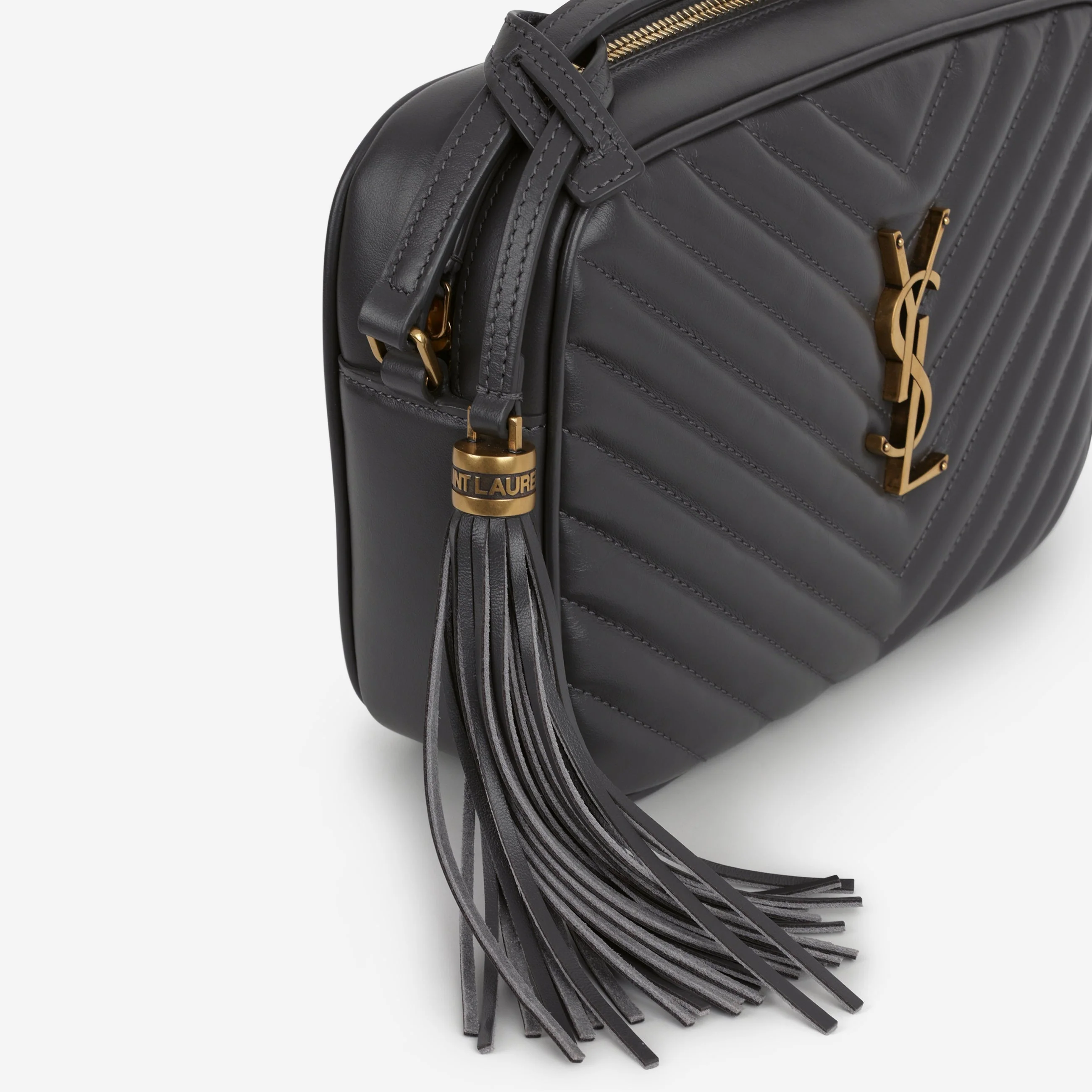 Saint Laurent Lou Camera Bag - Grey Calfskin | Gold Hardware - Image 6