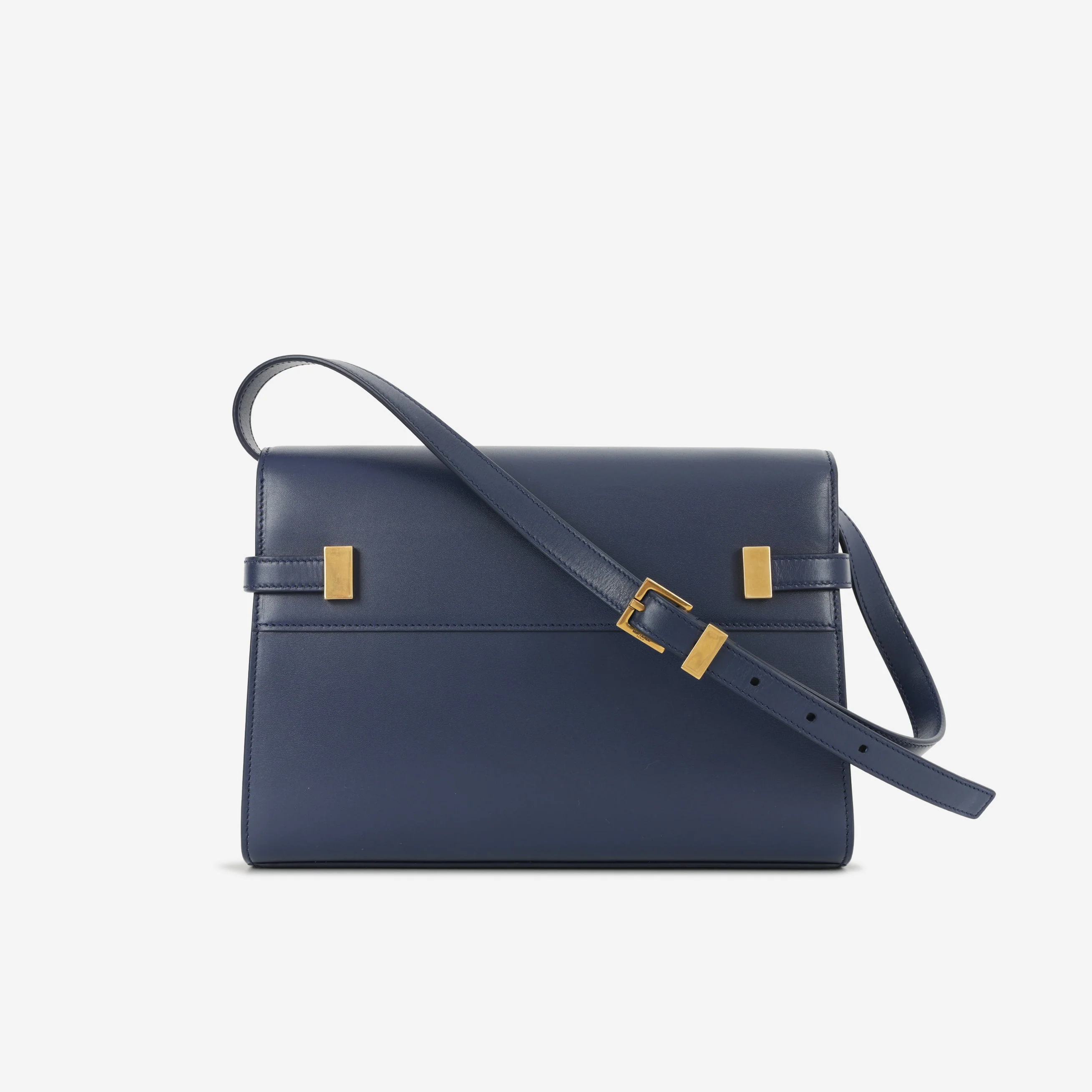 Saint Laurent Manhattan Shoulder Bag - Navy Smooth Calfskin | Gold Hardware - Image 4
