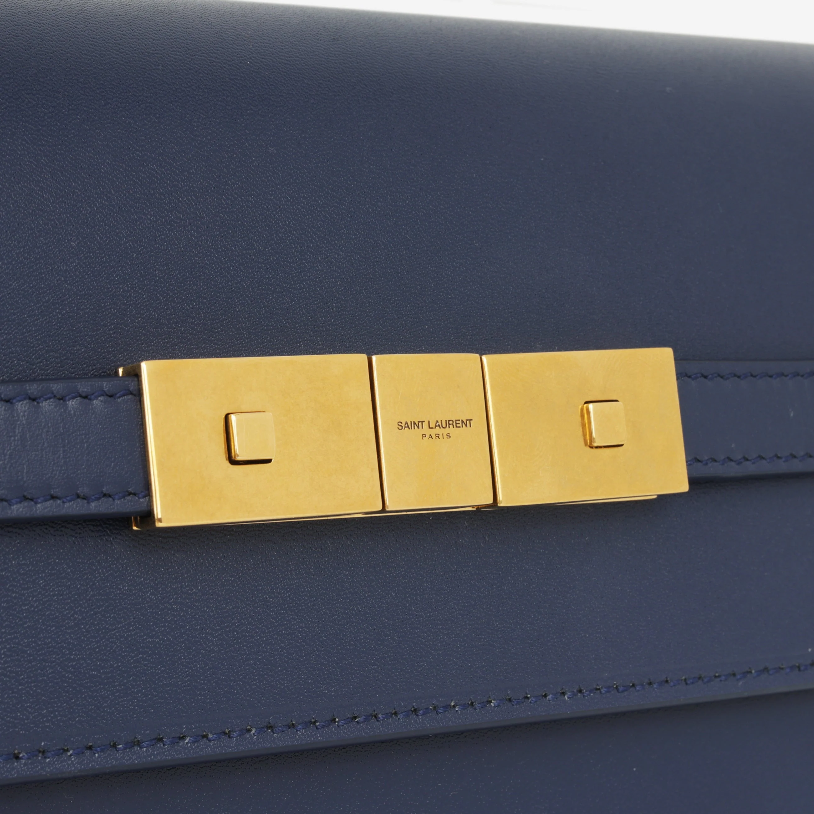 Saint Laurent Manhattan Shoulder Bag - Navy Smooth Calfskin | Gold Hardware - Image 6