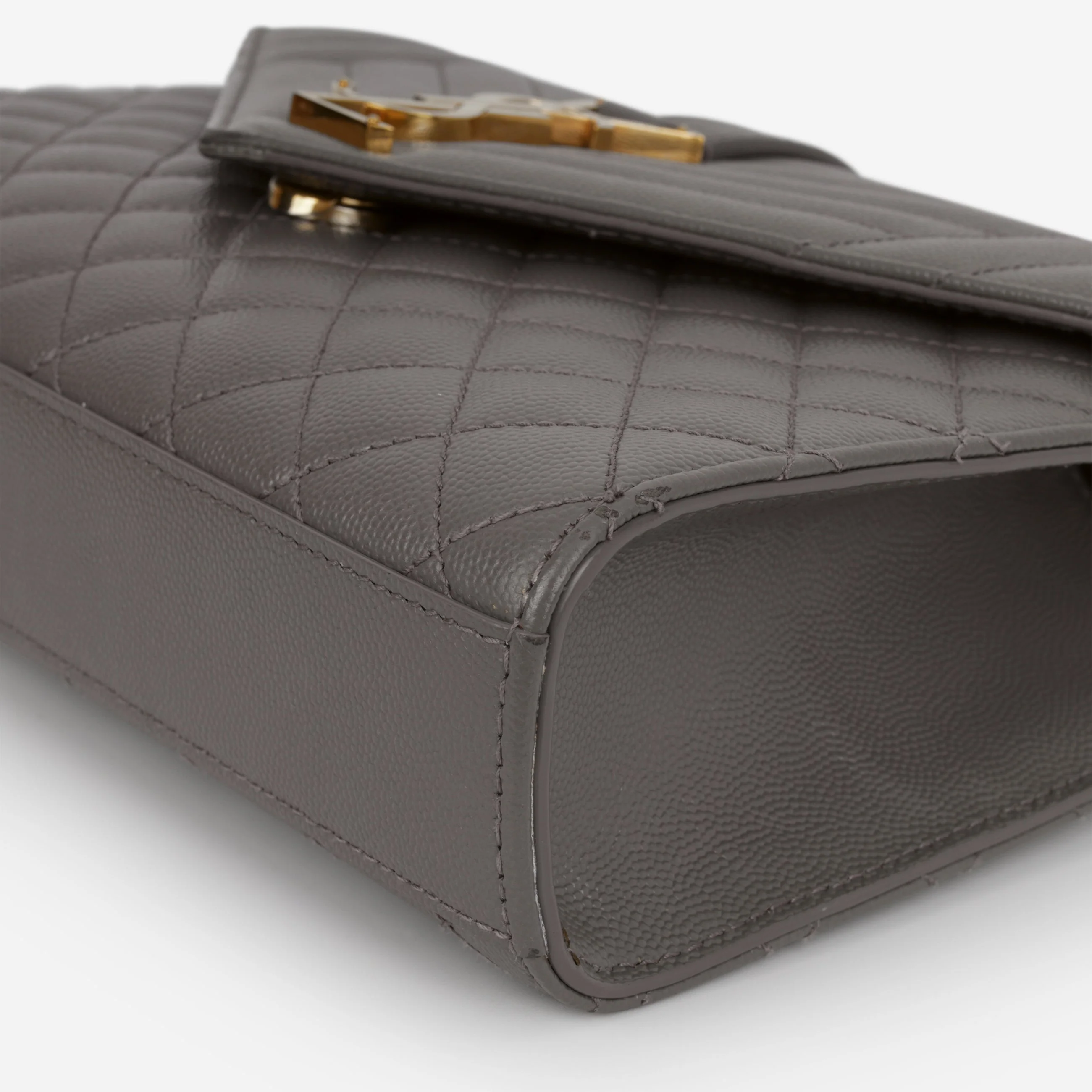 Saint Laurent Medium Envelope - Grey Grained | Gold Hardware - Image 6