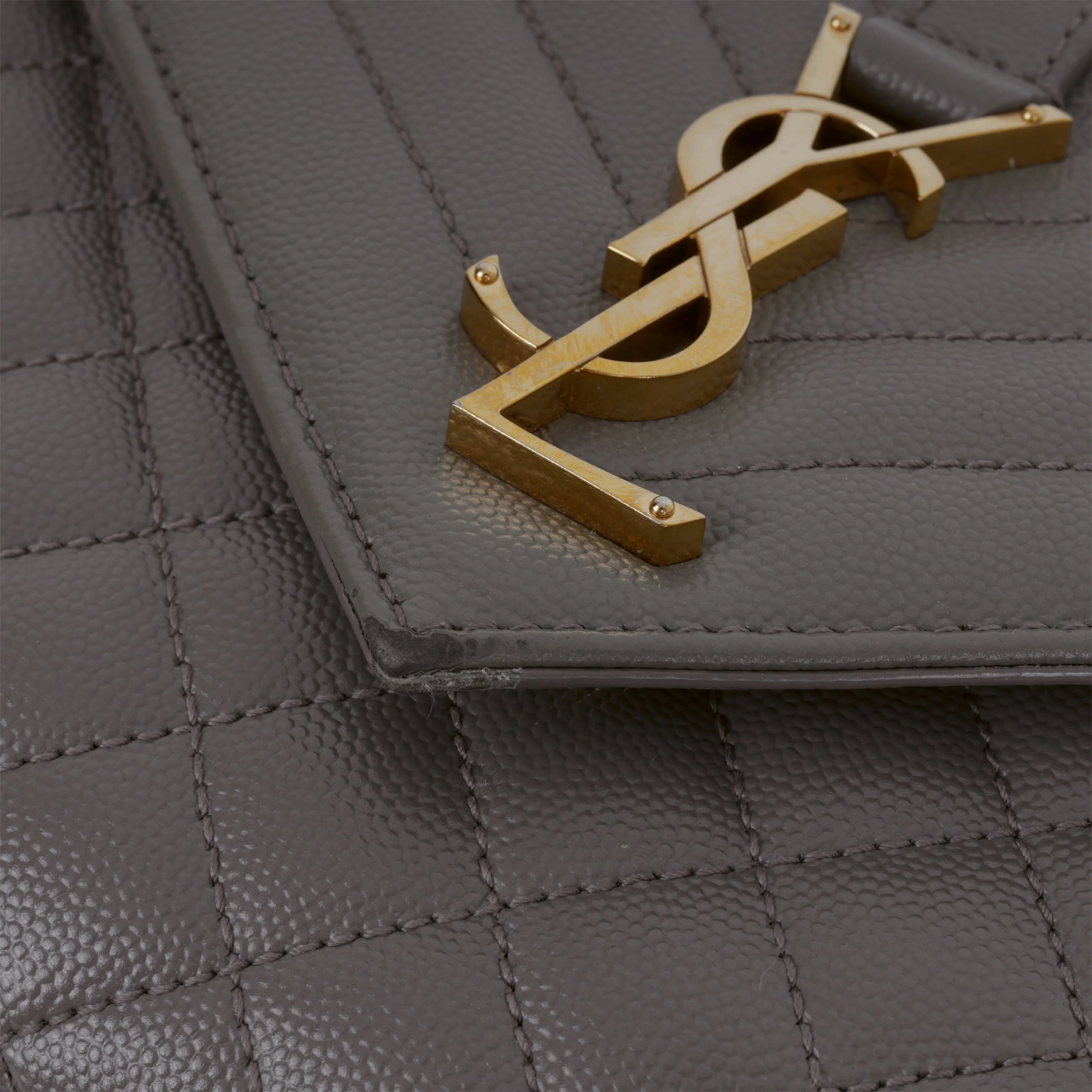 Saint Laurent Medium Envelope - Grey Grained | Gold Hardware - Image 8