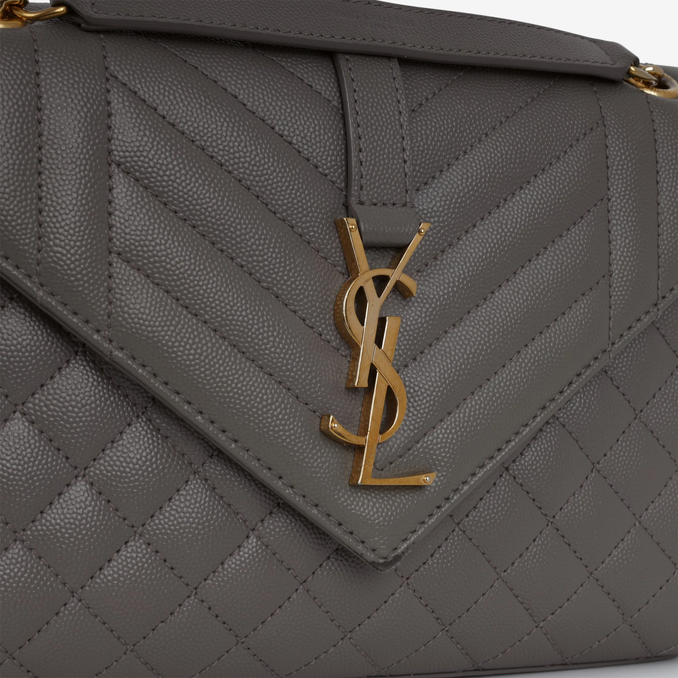 Saint Laurent Medium Envelope - Grey Grained | Gold Hardware - Image 9
