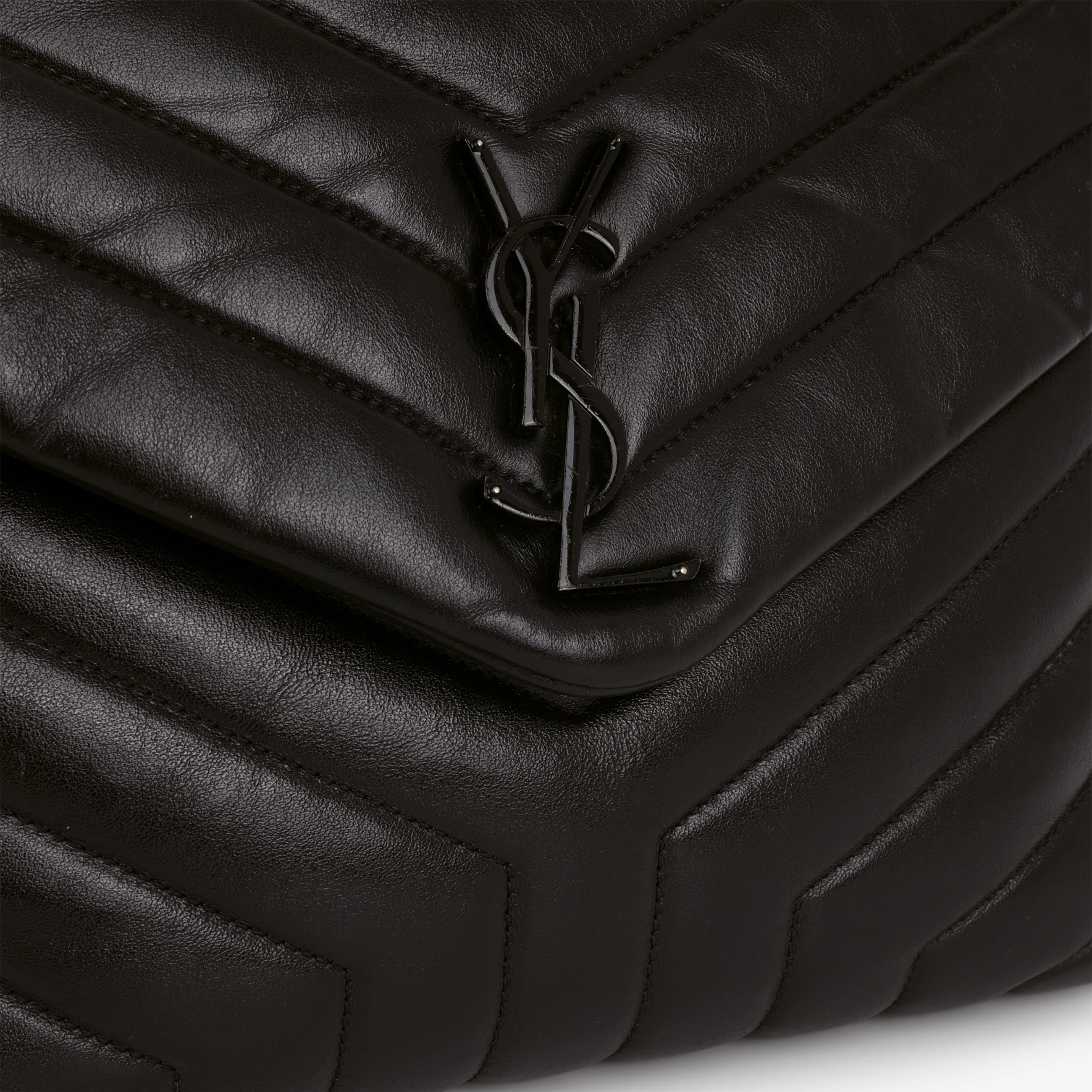 Saint Laurent Medium Loulou - Black Monochrome Calfskin - Image 15