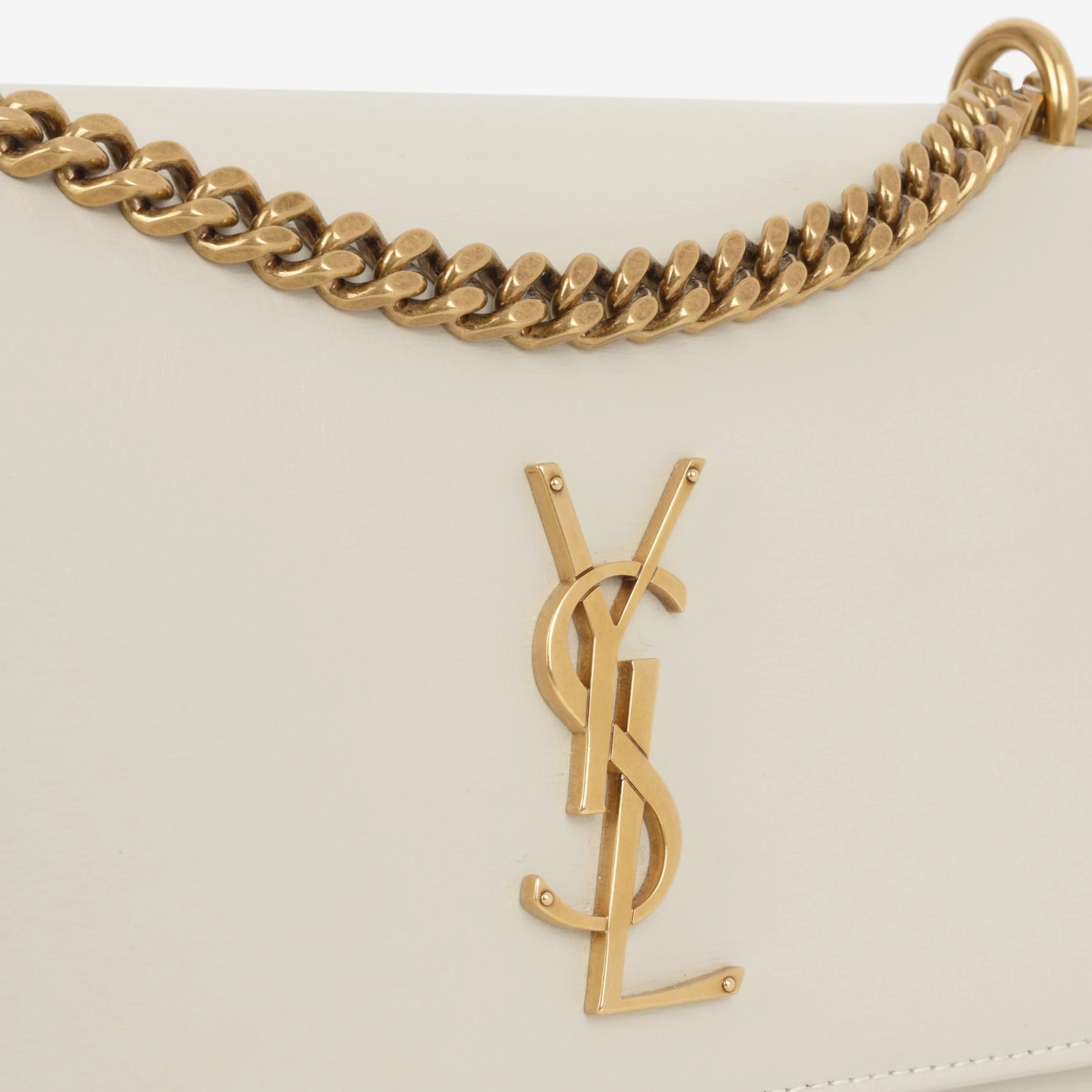 Saint Laurent Medium Sunset - Blanc Vintage Calfskin | Gold Hardware - Image 6