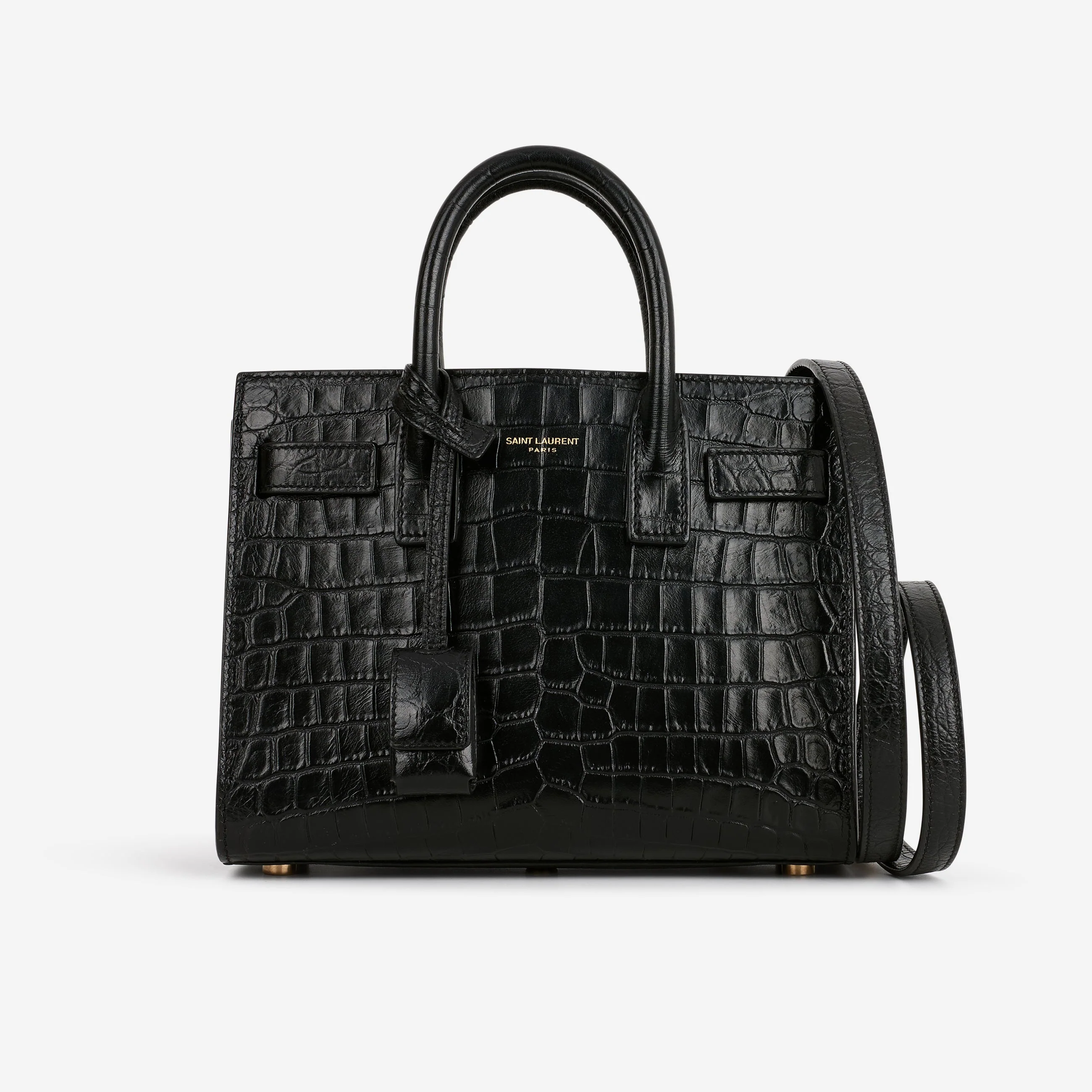 Saint Laurent Nano Sac De Jour - Black Croc Embossed | Gold Hardware - Image 2