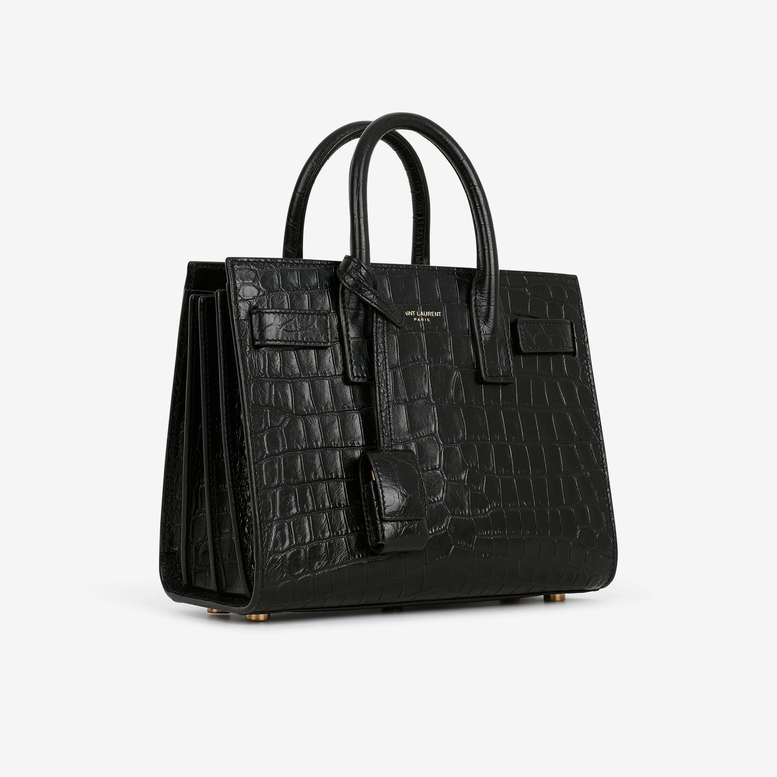Saint Laurent Nano Sac De Jour - Black Croc Embossed | Gold Hardware - Image 3