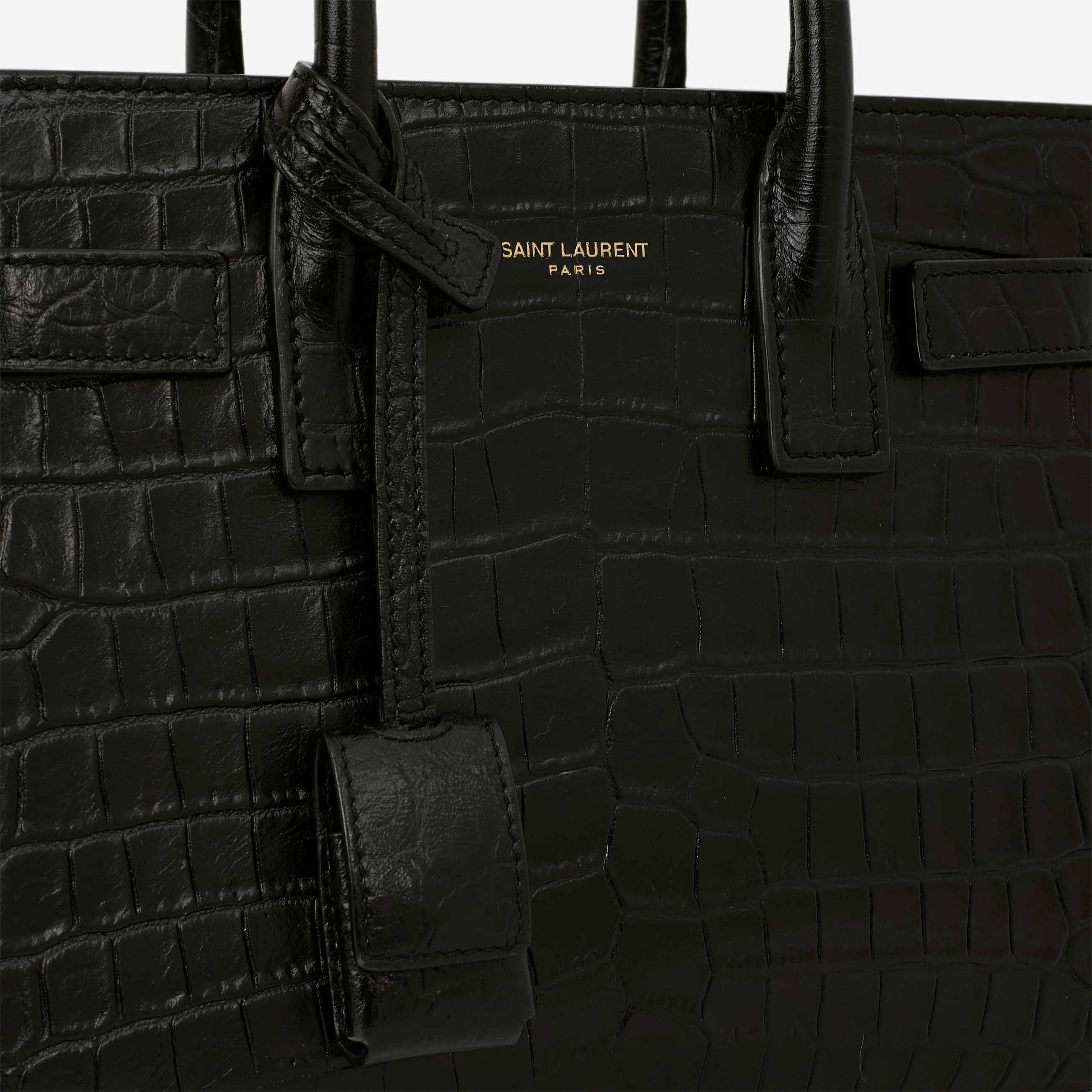 Saint Laurent Nano Sac De Jour - Black Croc Embossed | Gold Hardware - Image 9