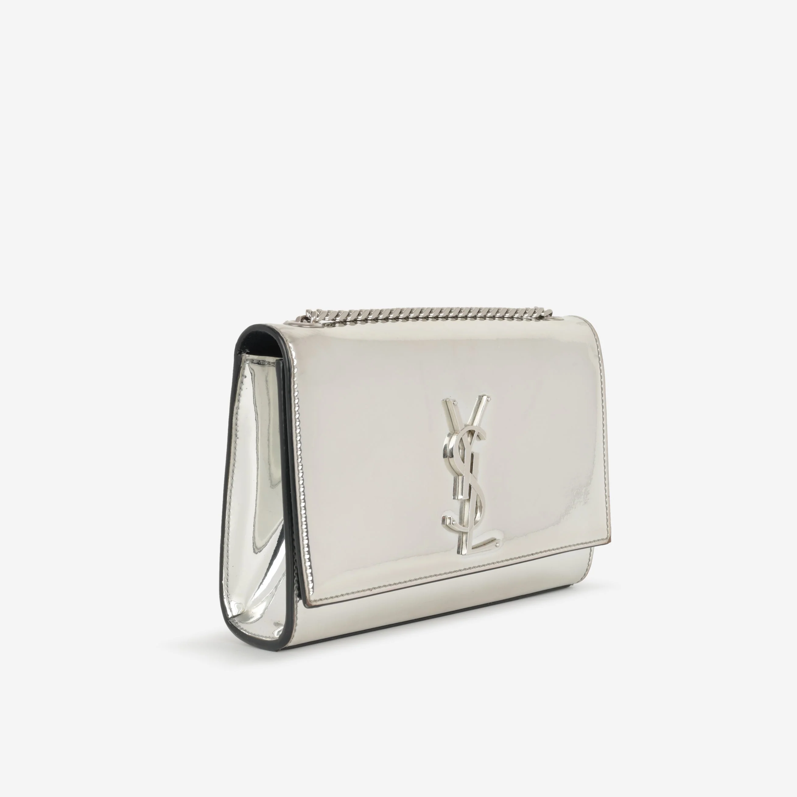 Saint Laurent Small Kate - Silver Patent Calfskin | Silver Hardware - Image 2