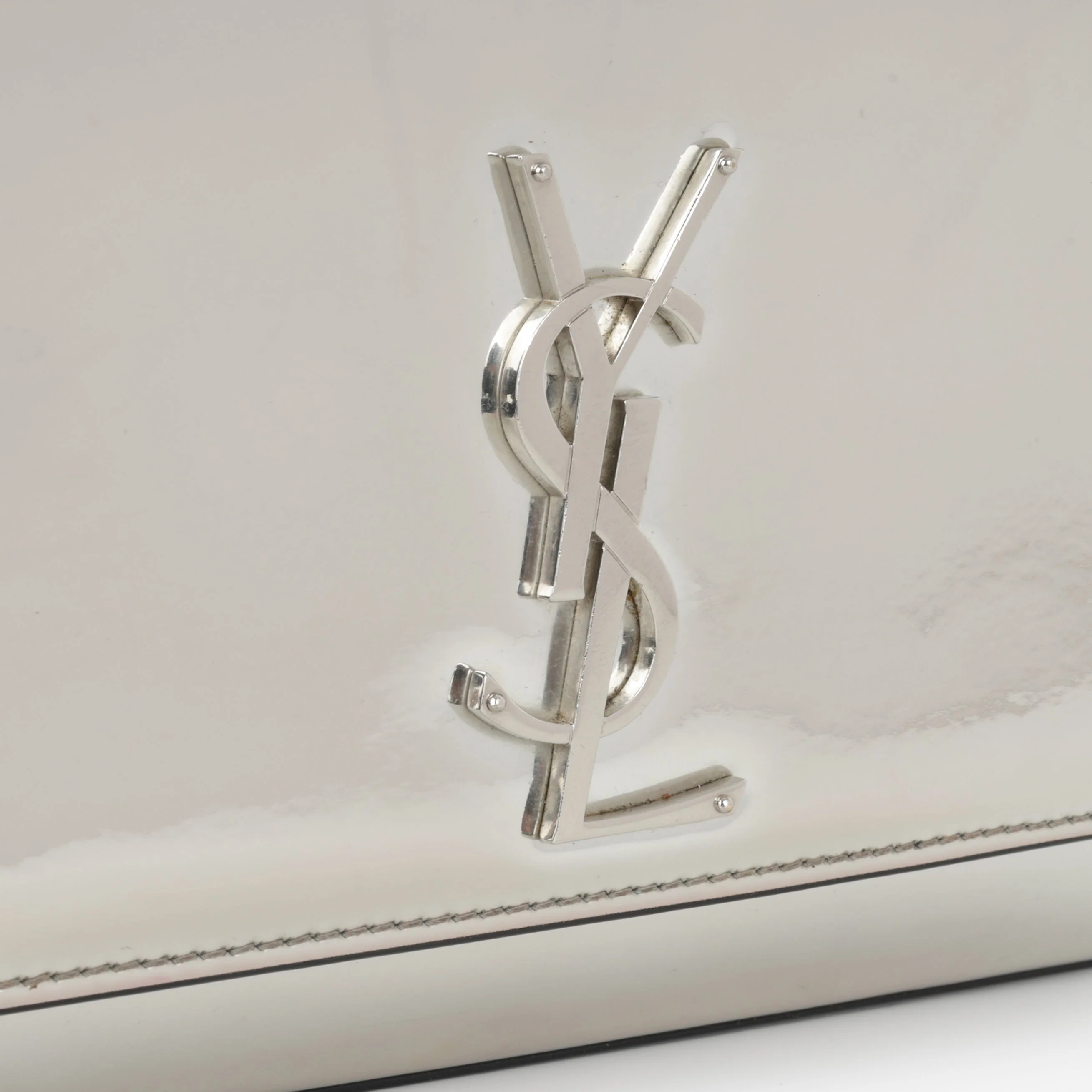 Saint Laurent Small Kate - Silver Patent Calfskin | Silver Hardware - Image 6