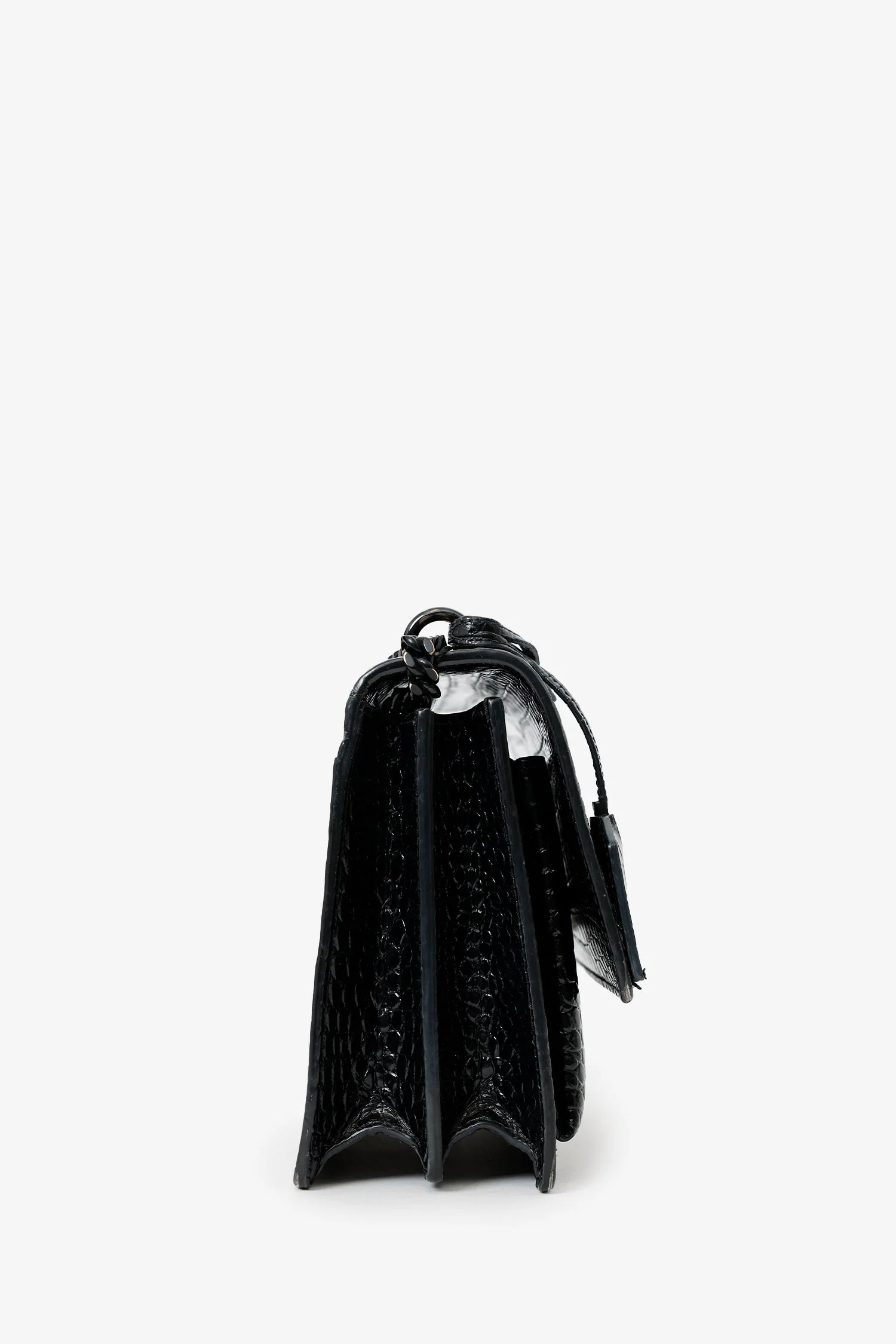 Saint Laurent So Black Croc Embossed Leather Medium 'Sunset' Shoulder Bag - Image 2