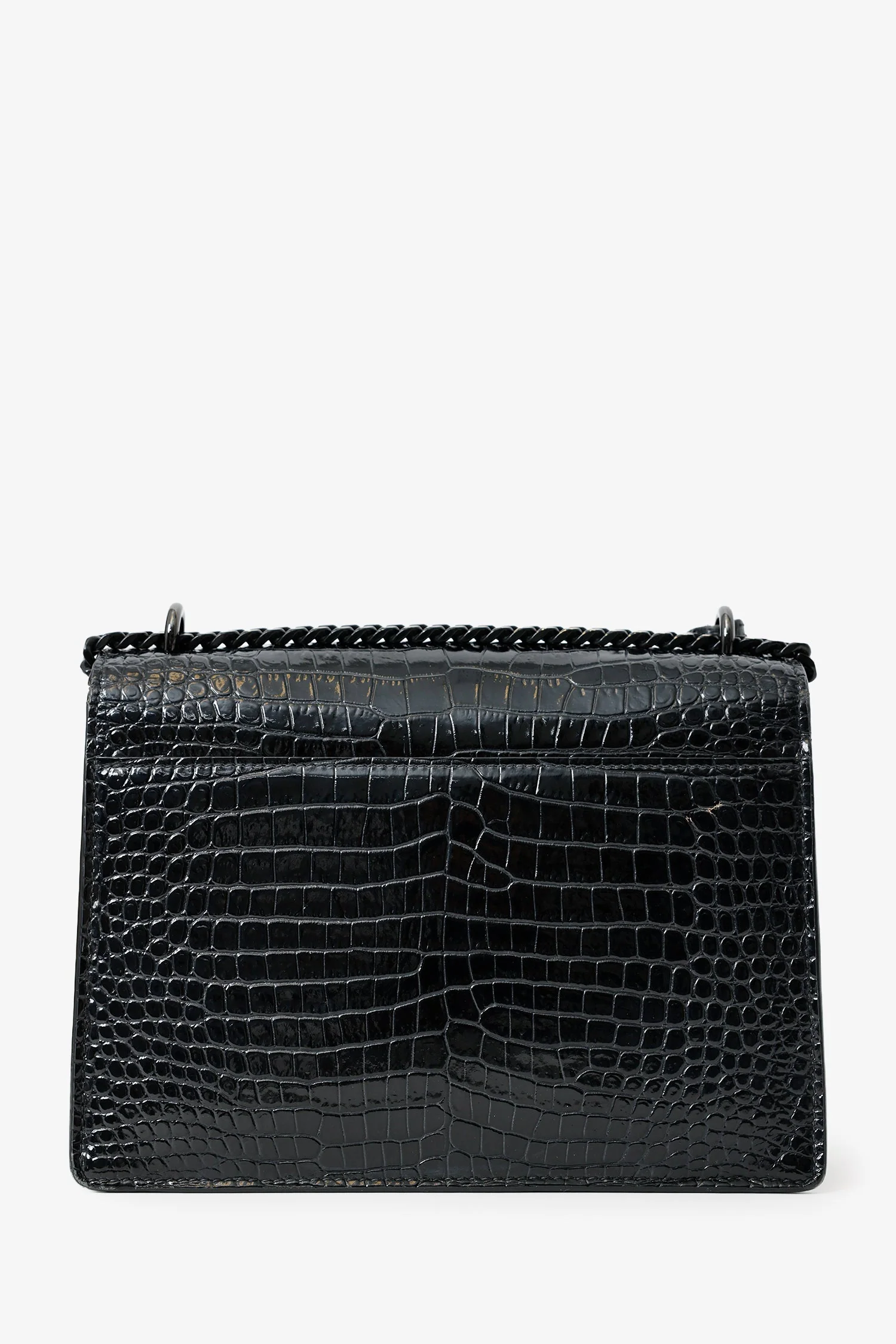Saint Laurent So Black Croc Embossed Leather Medium 'Sunset' Shoulder Bag - Image 3