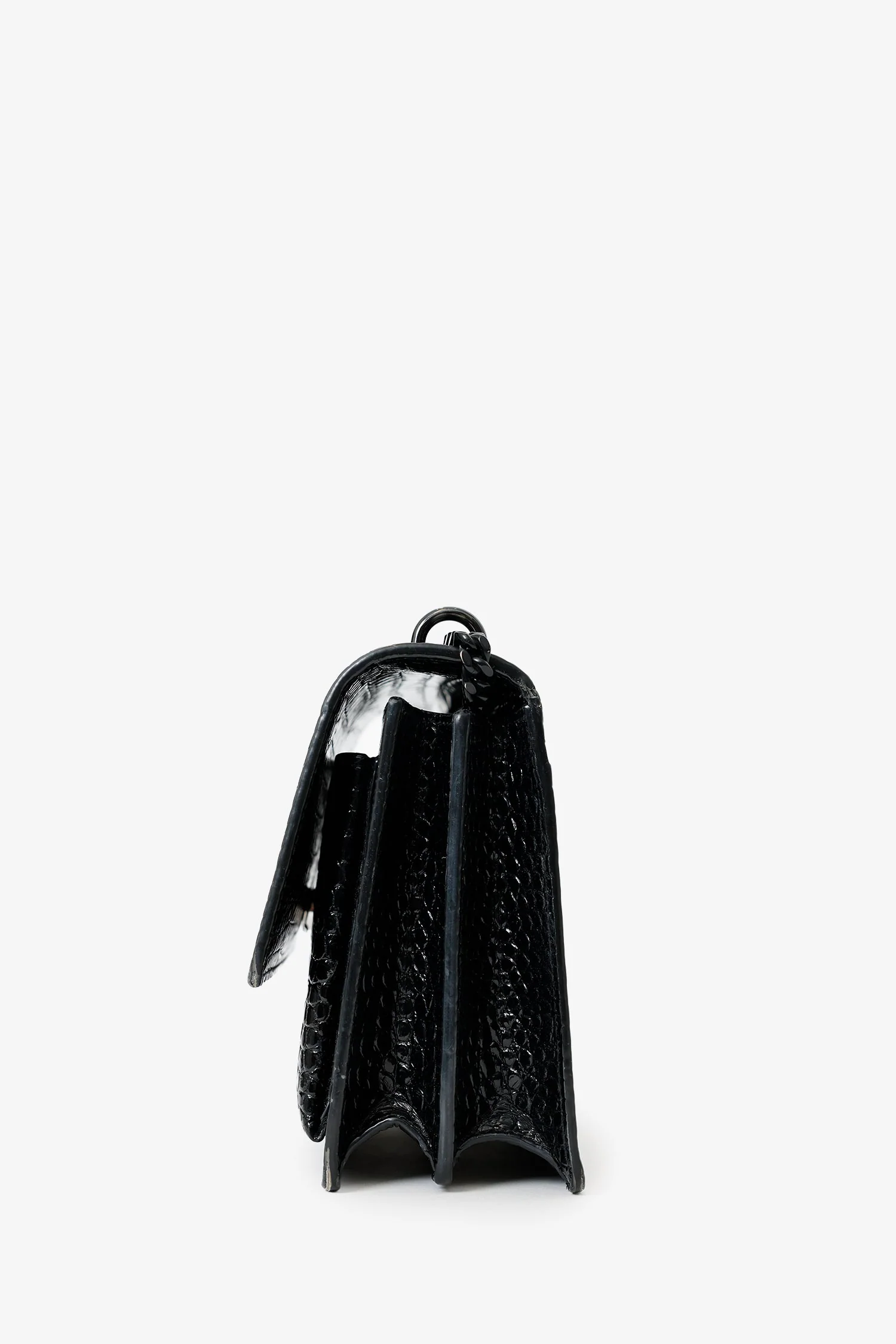 Saint Laurent So Black Croc Embossed Leather Medium 'Sunset' Shoulder Bag - Image 4