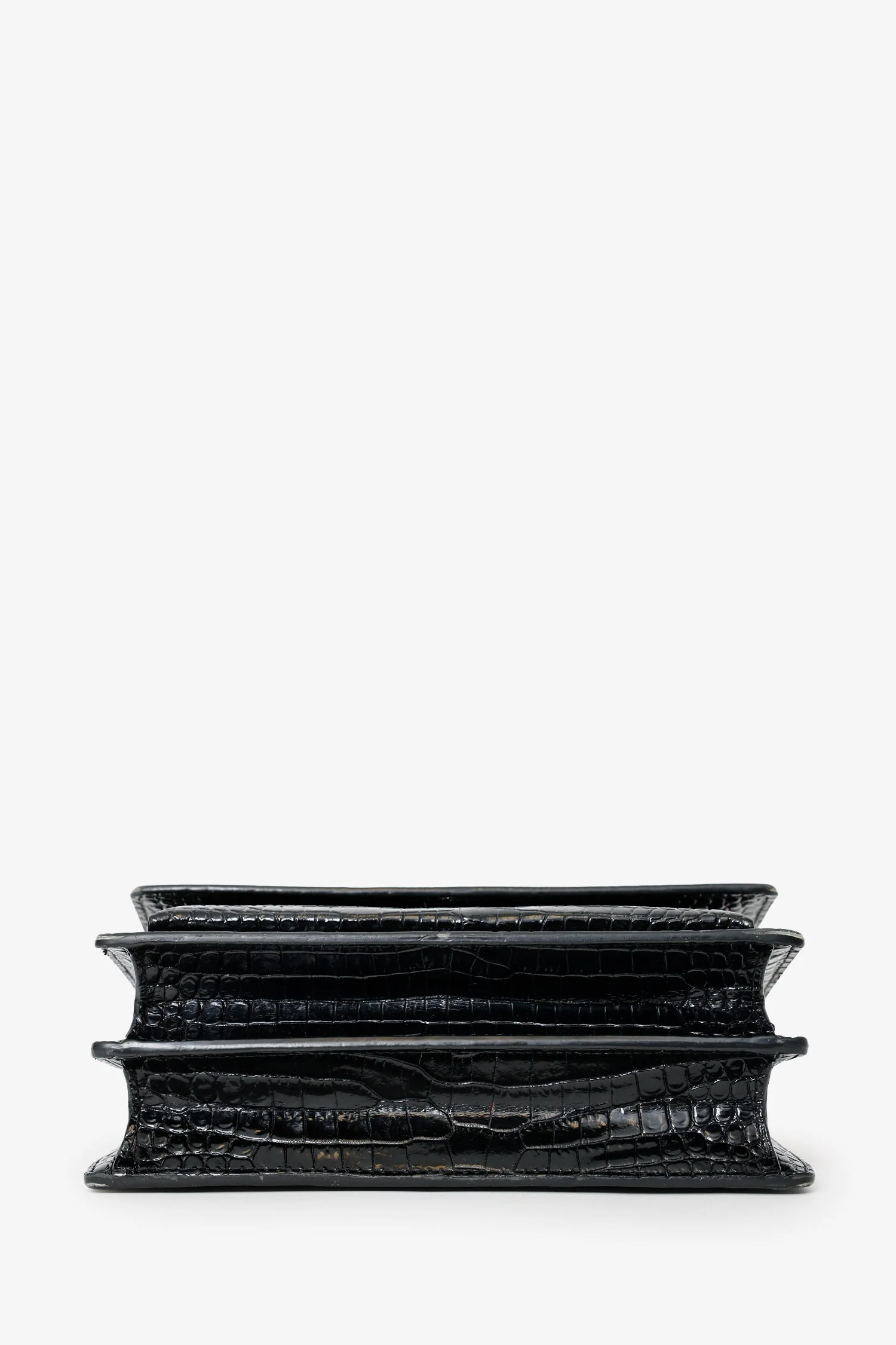 Saint Laurent So Black Croc Embossed Leather Medium 'Sunset' Shoulder Bag - Image 5