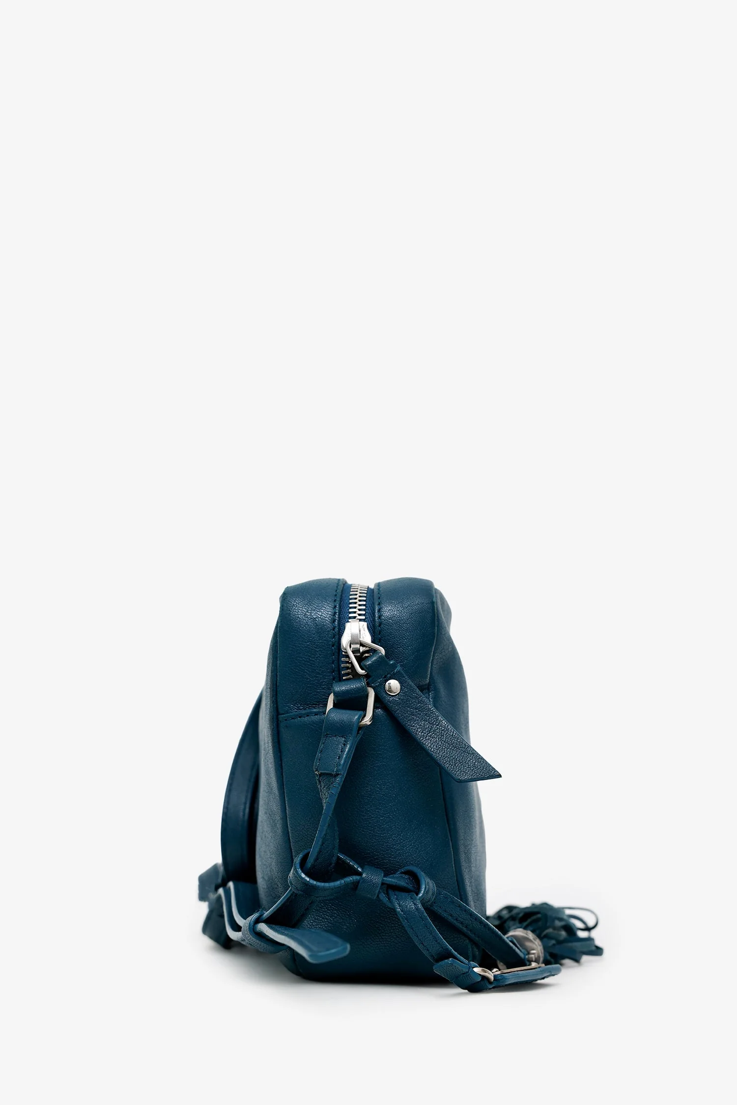 Saint Laurent Teal Calfskin Leather Small Lou Tassel Camera Bag - Image 3