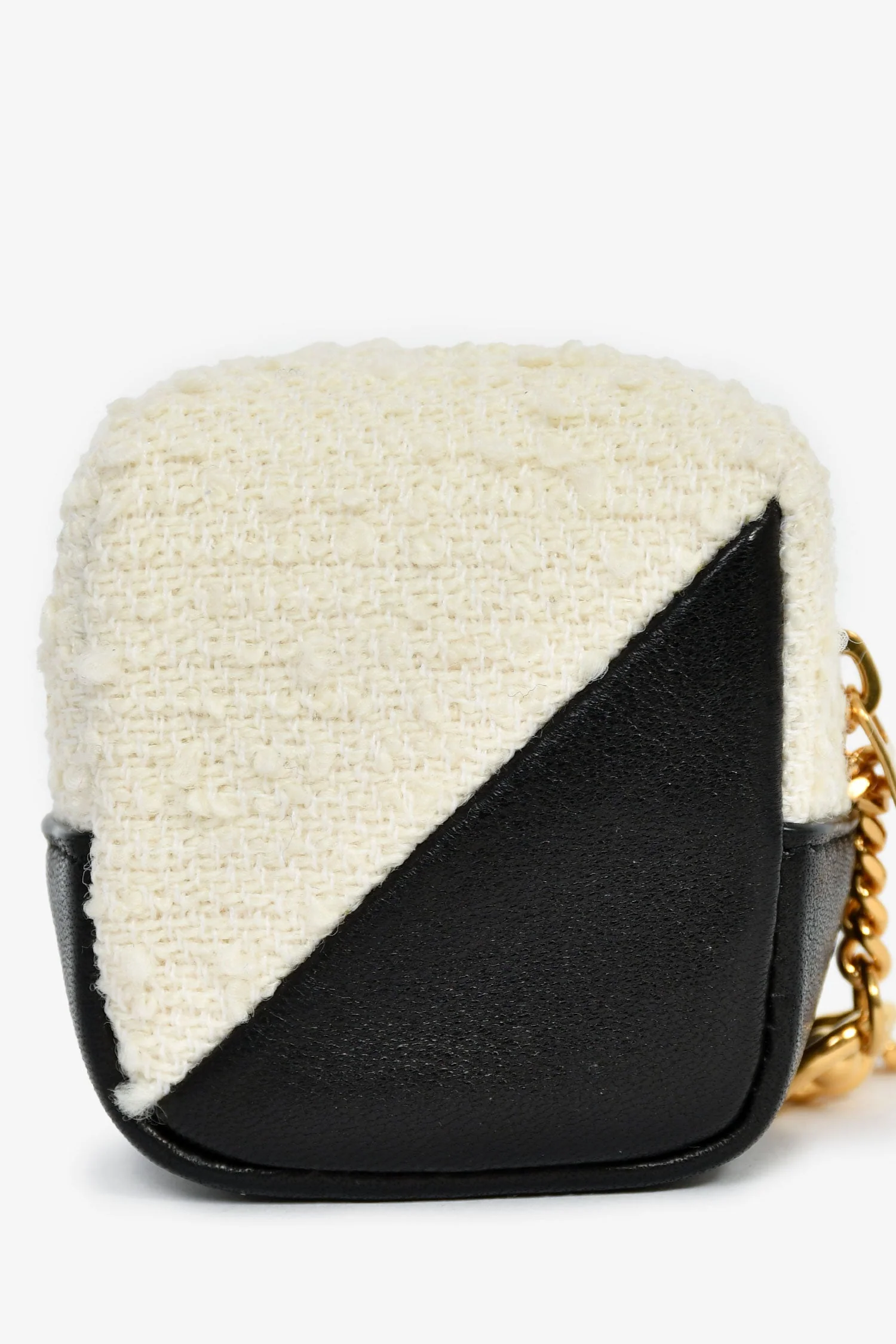 Saint Laurent White/Black 'Jamie Bouclé' Cube Charm - Image 2