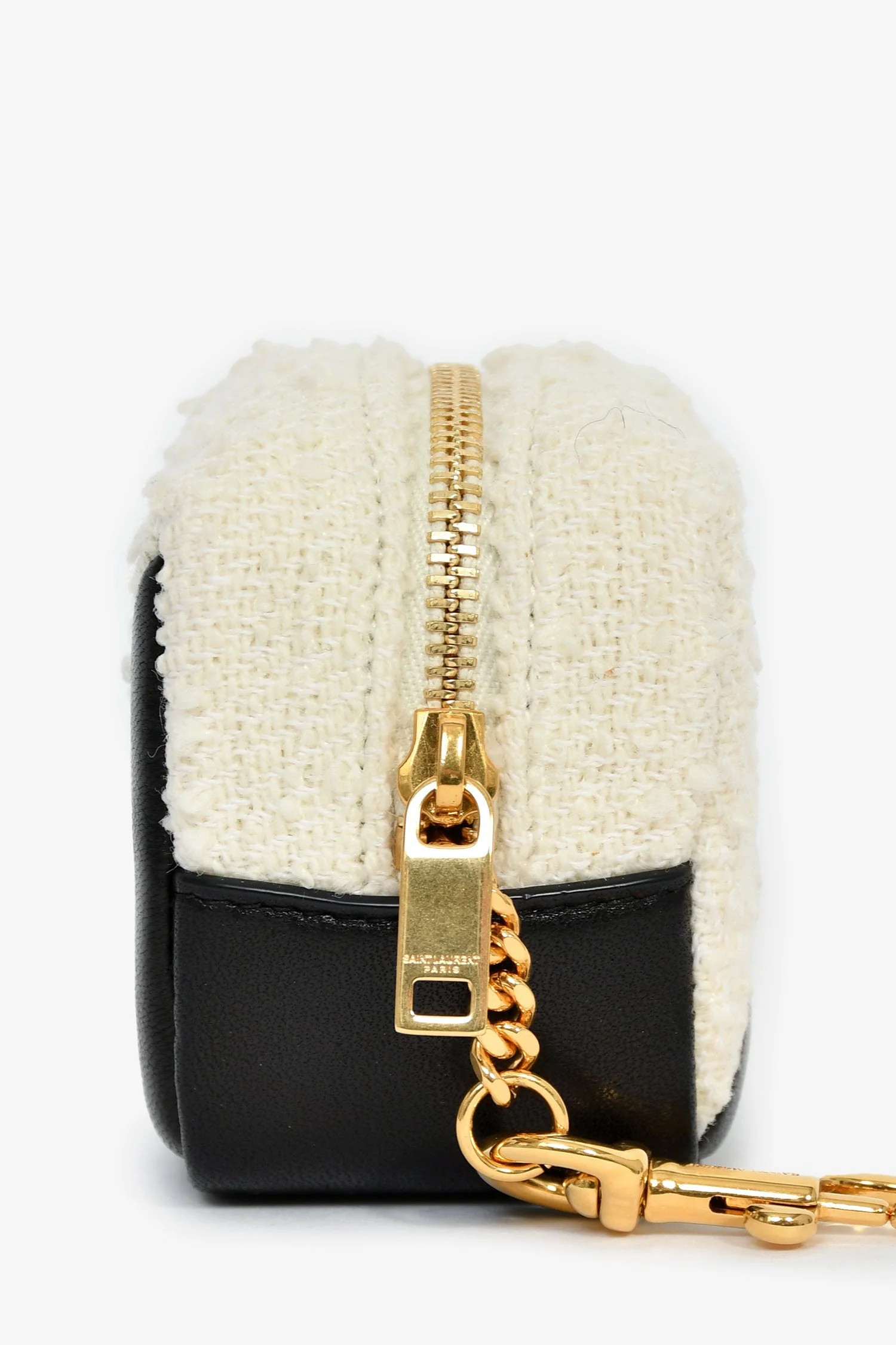 Saint Laurent White/Black 'Jamie Bouclé' Cube Charm - Image 3