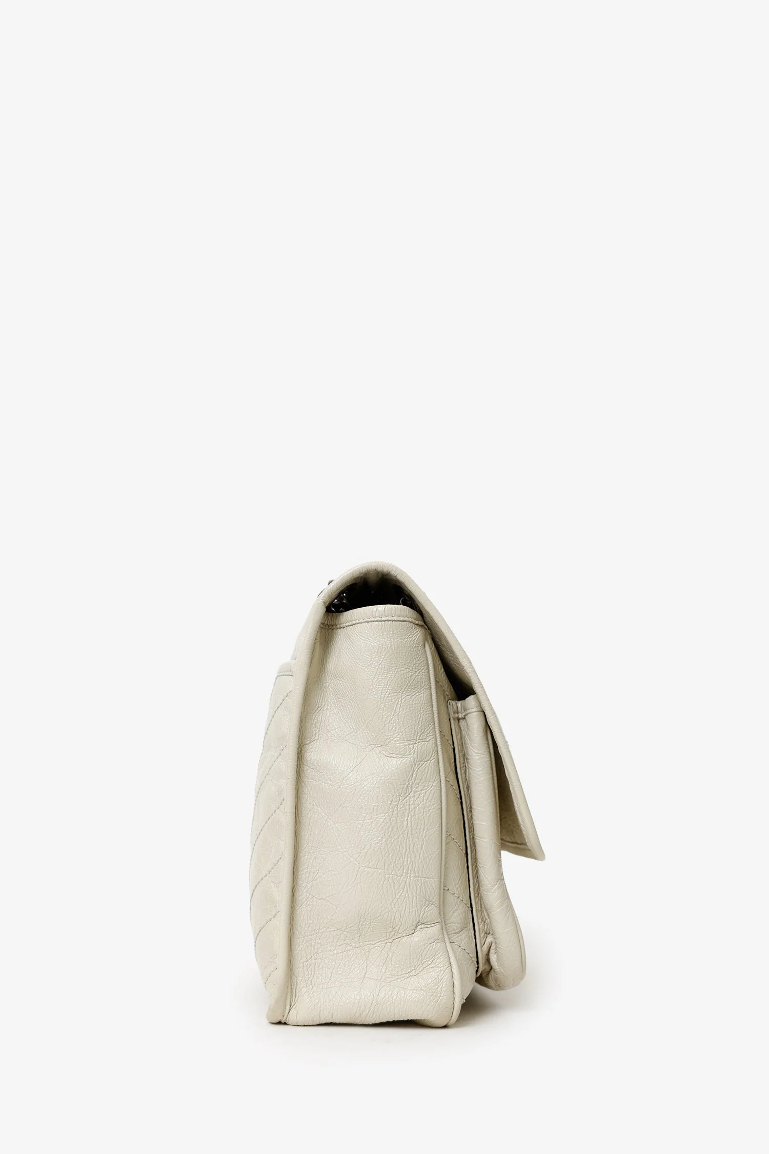 Saint Laurent White Crinkle Leather Medium 'Niki' Shoulder Bag - Image 3