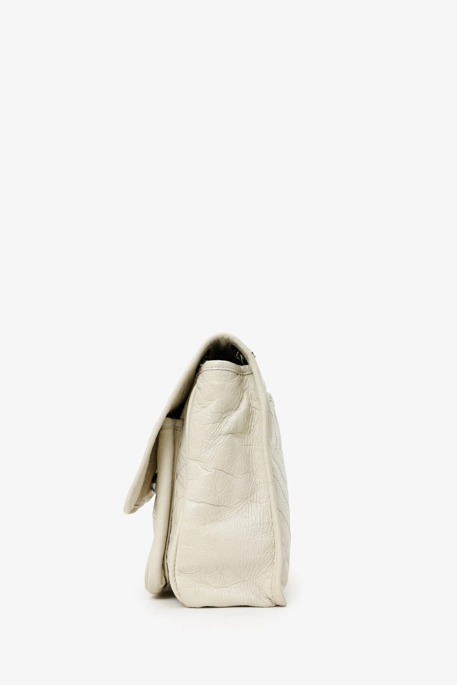 Saint Laurent White Crinkle Leather Medium 'Niki' Shoulder Bag - Image 4