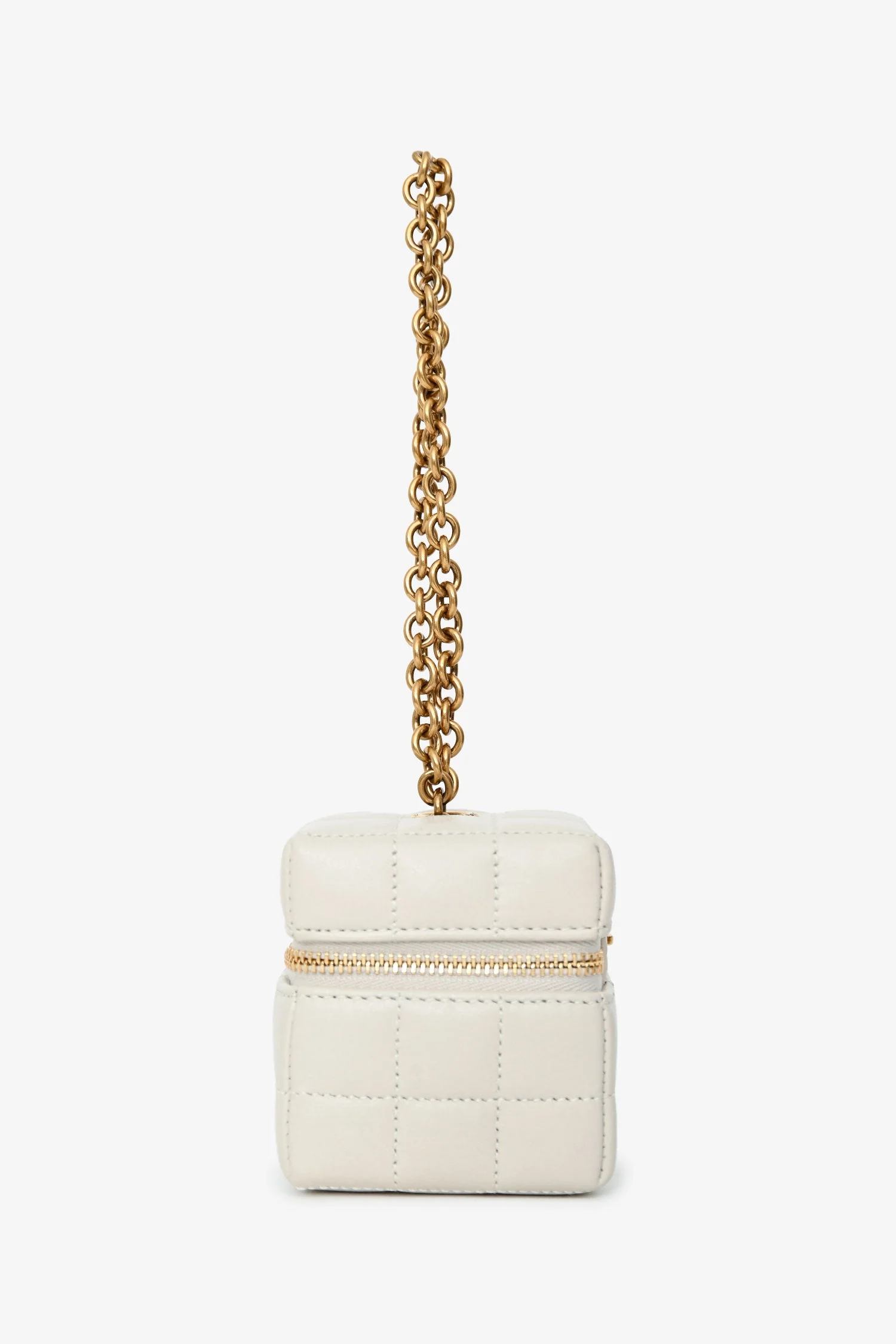 Saint Laurent White Lambskin Cassandre Matelasse Logo Cube Wristlet - Image 4