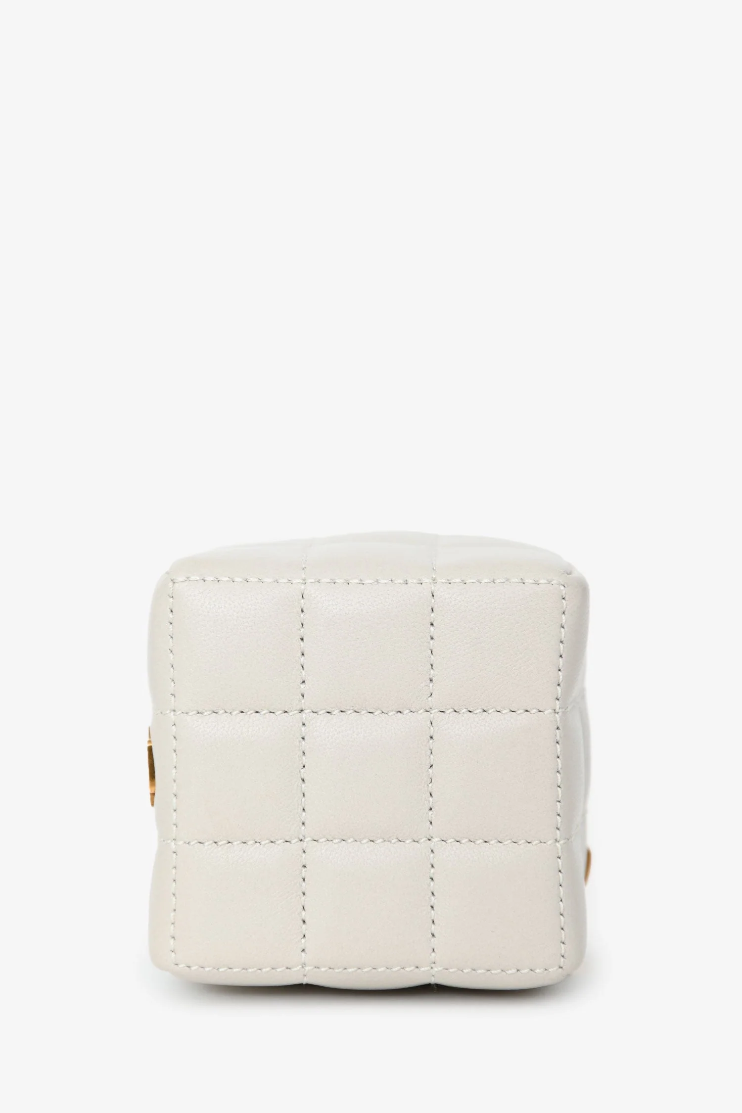Saint Laurent White Lambskin Cassandre Matelasse Logo Cube Wristlet - Image 5
