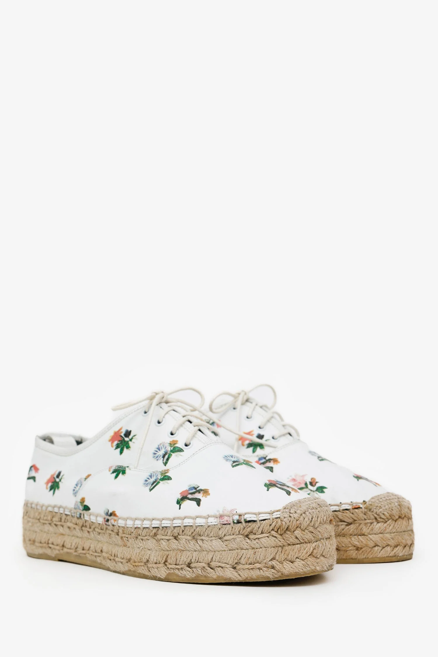 Saint Laurent White Leather Floral Espadrille Sneaker Size 38 - Image 2