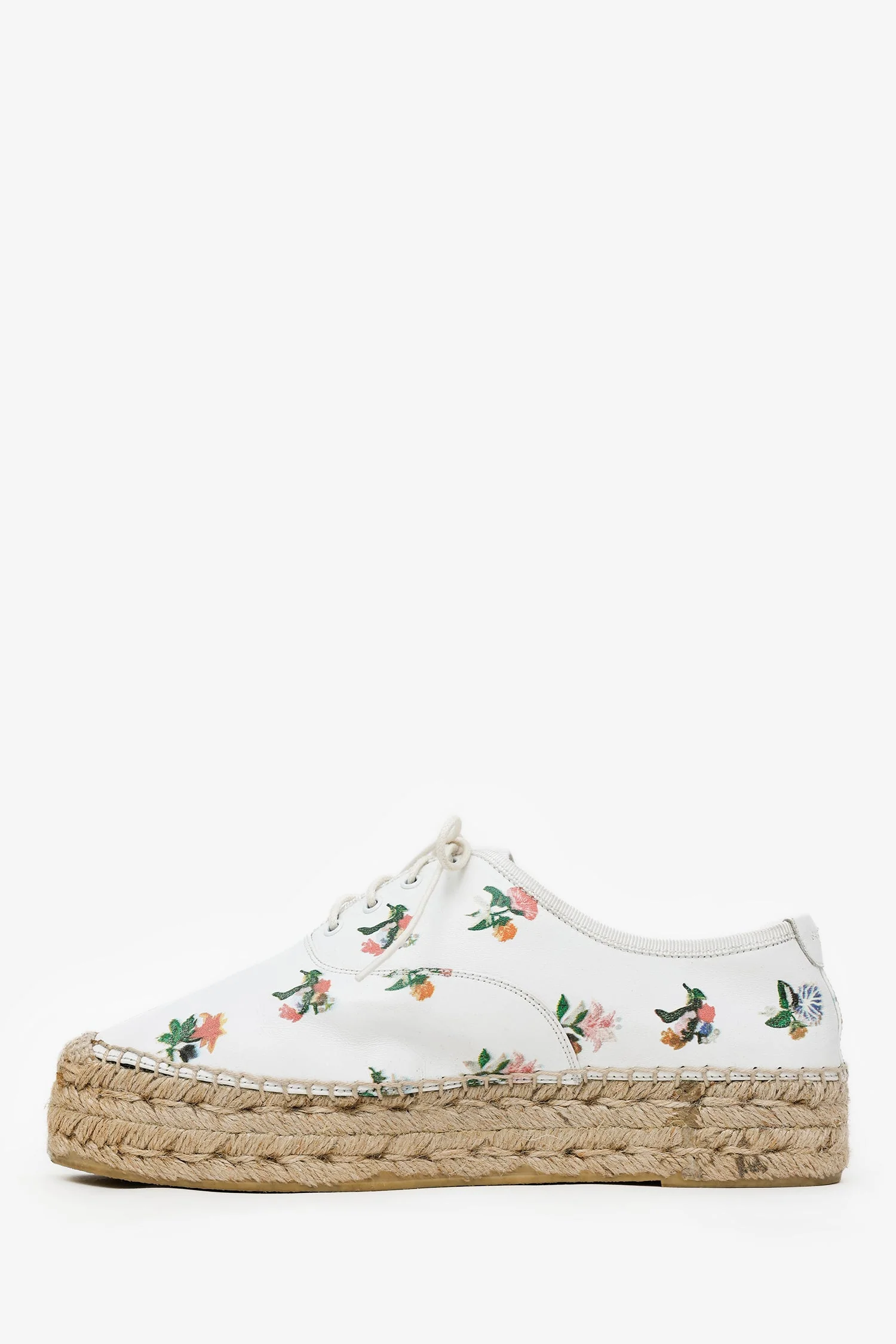 Saint Laurent White Leather Floral Espadrille Sneaker Size 38 - Image 5