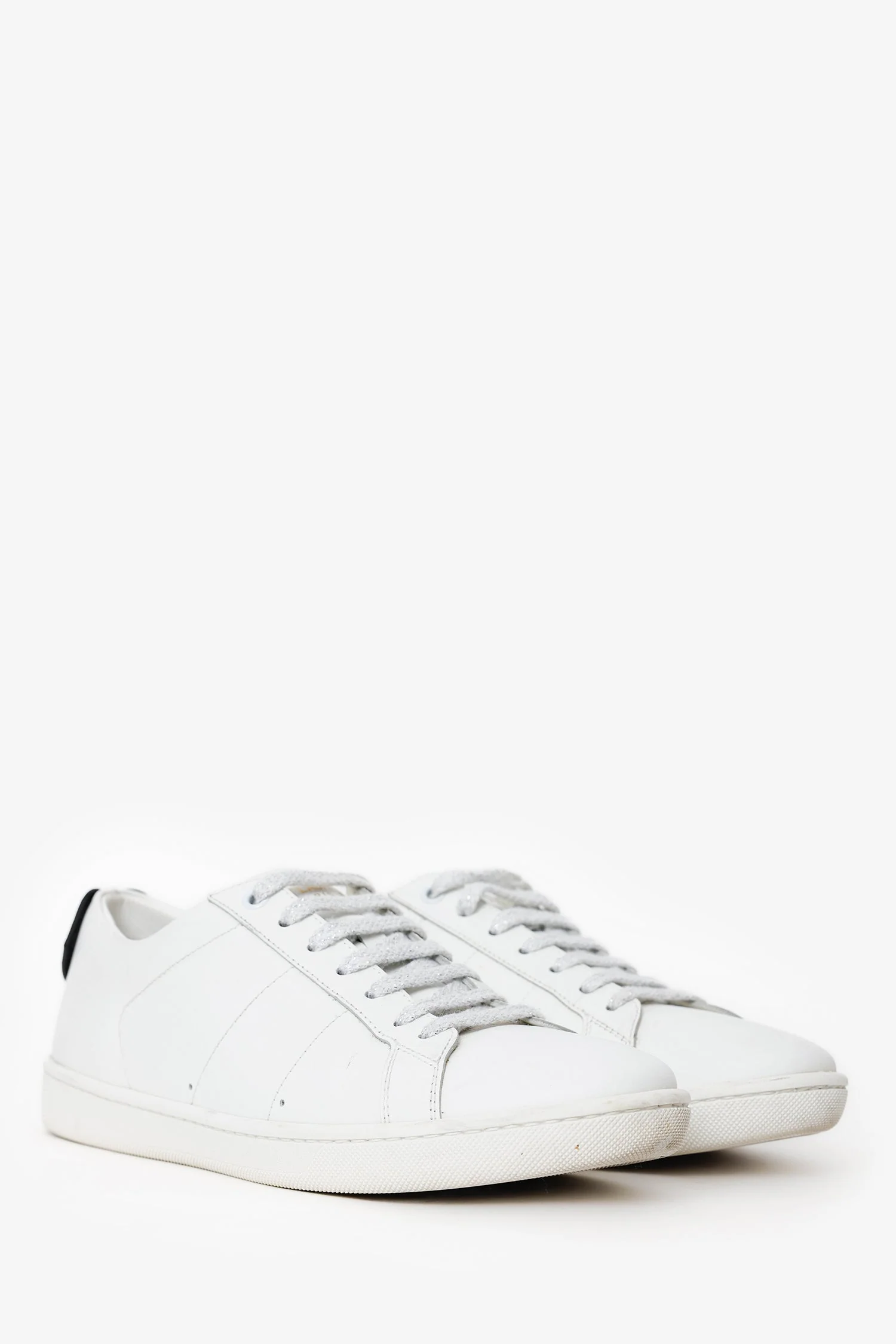 Saint Laurent White Leather Lip Detail Sneakers Size 38 - Image 2
