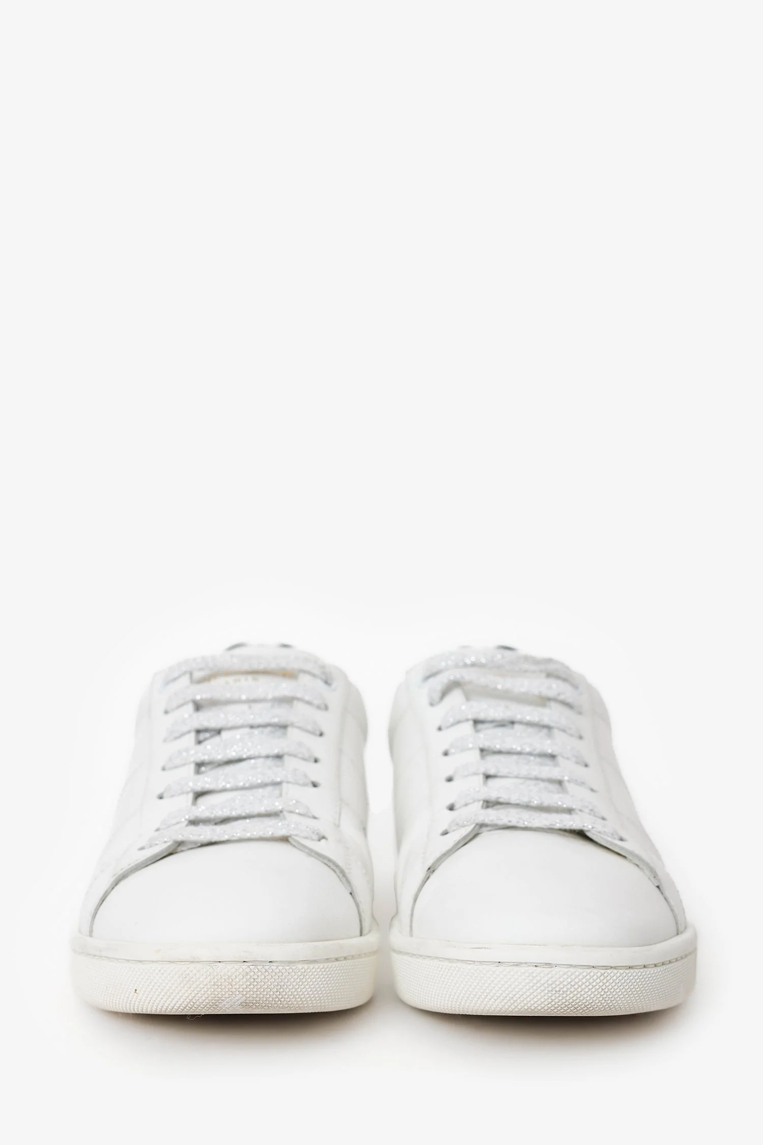 Saint Laurent White Leather Lip Detail Sneakers Size 38 - Image 3