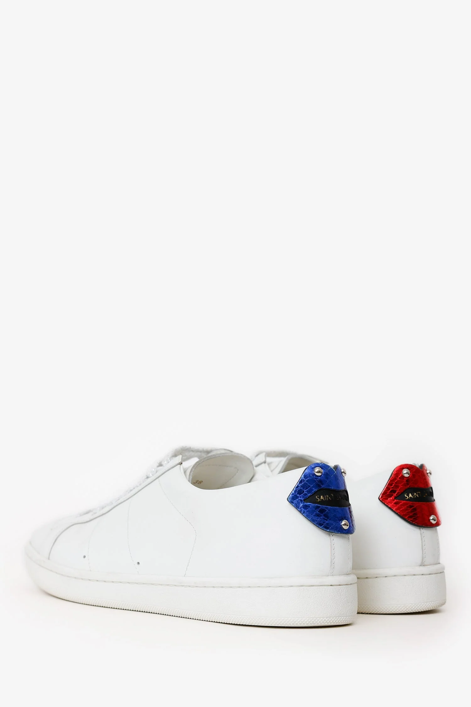 Saint Laurent White Leather Lip Detail Sneakers Size 38 - Image 4