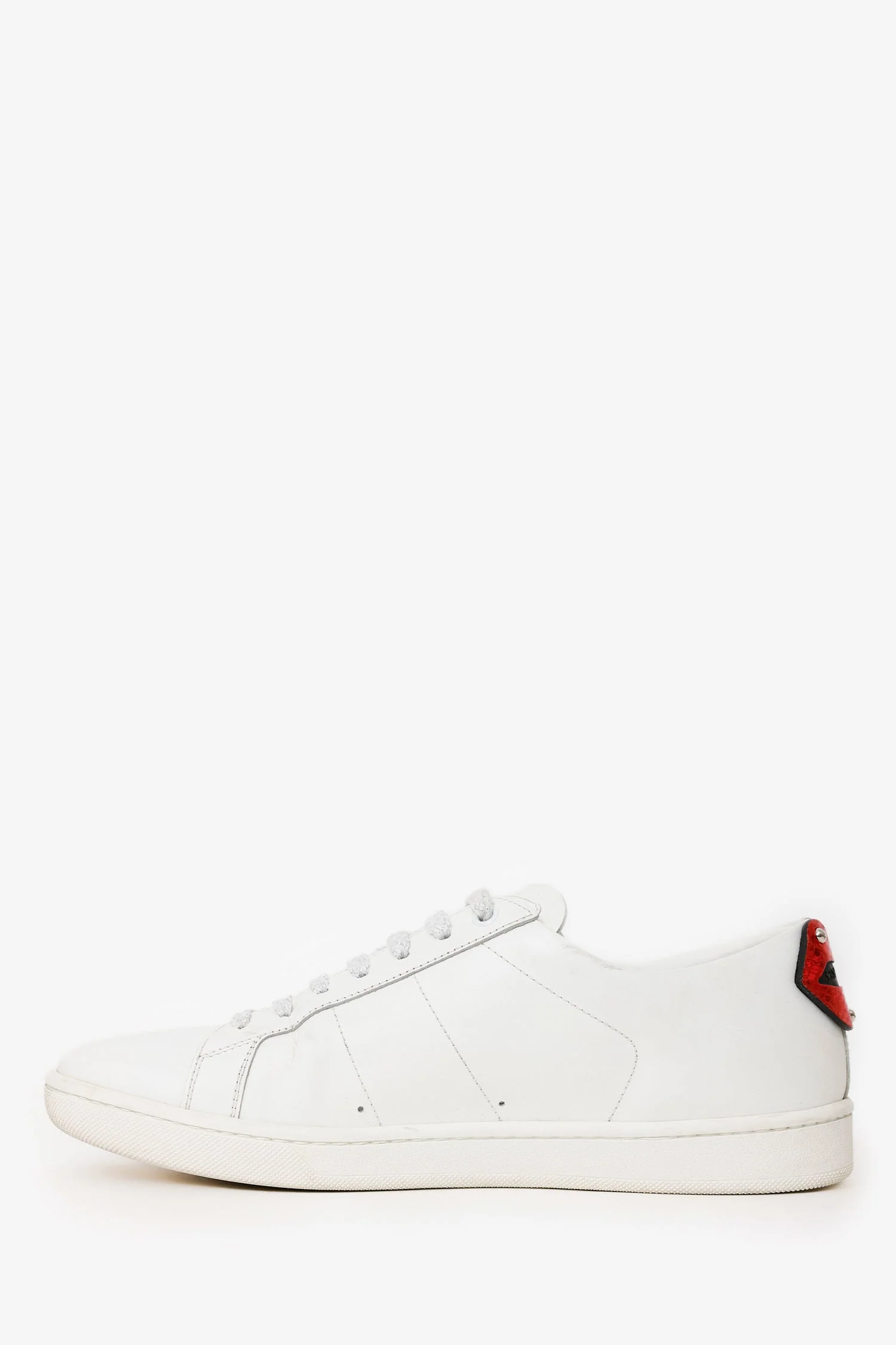 Saint Laurent White Leather Lip Detail Sneakers Size 38 - Image 5