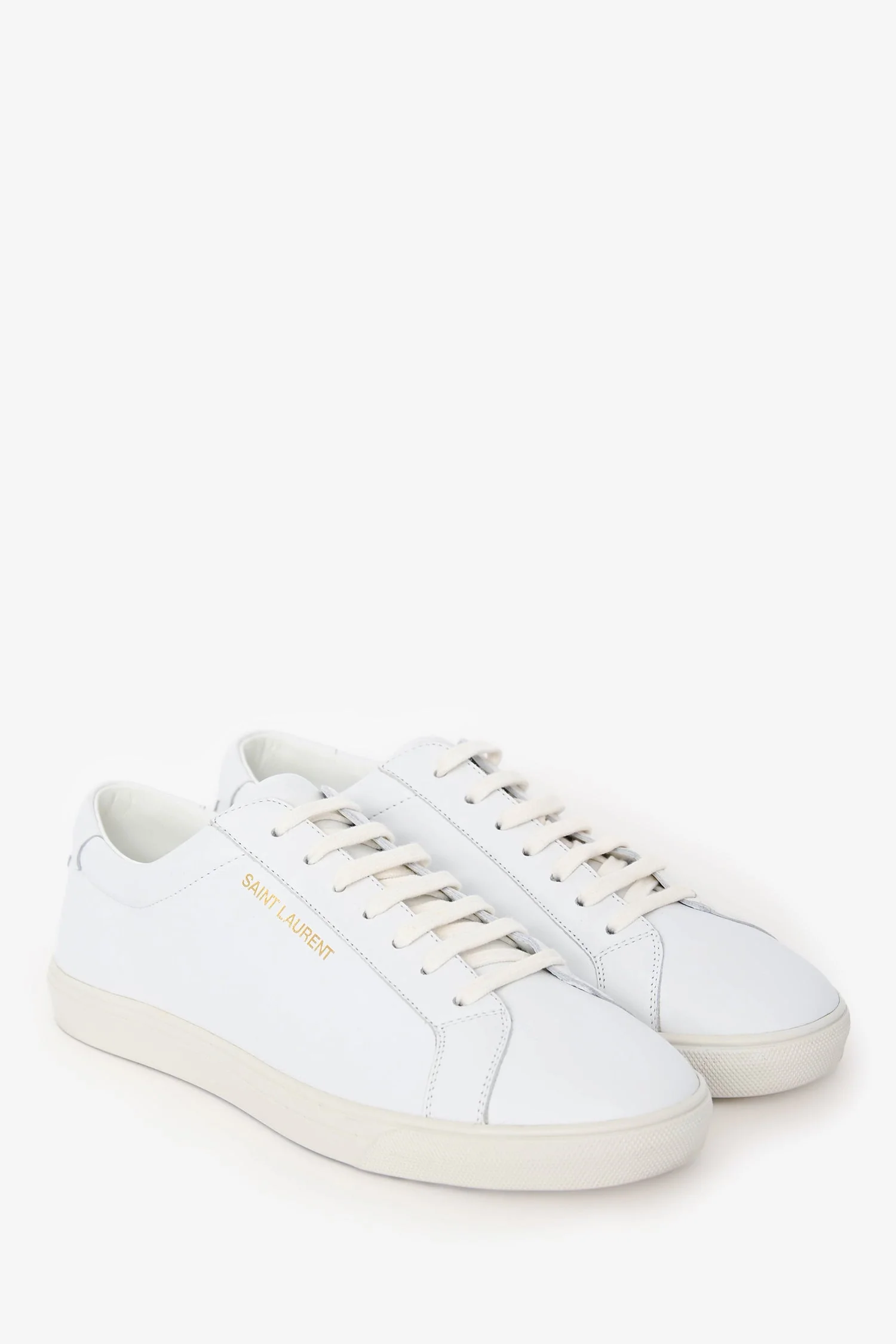 Saint Laurent White Leather Logo Sneakers Size 41 - Image 2