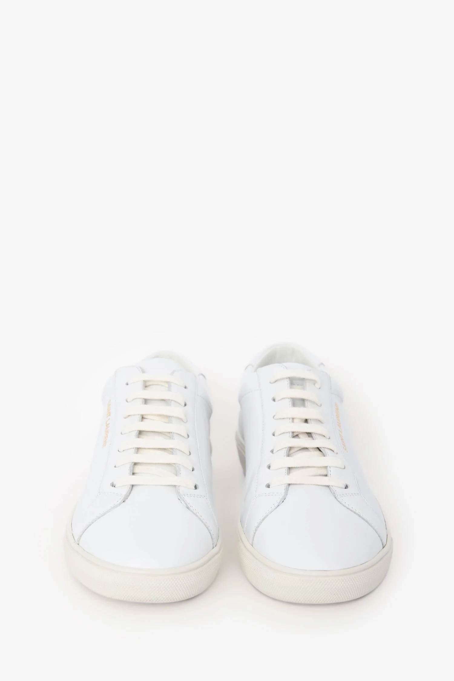 Saint Laurent White Leather Logo Sneakers Size 41 - Image 3