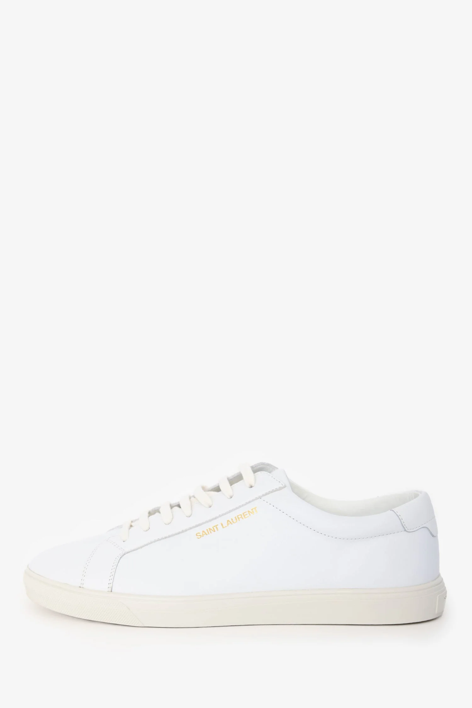 Saint Laurent White Leather Logo Sneakers Size 41 - Image 4