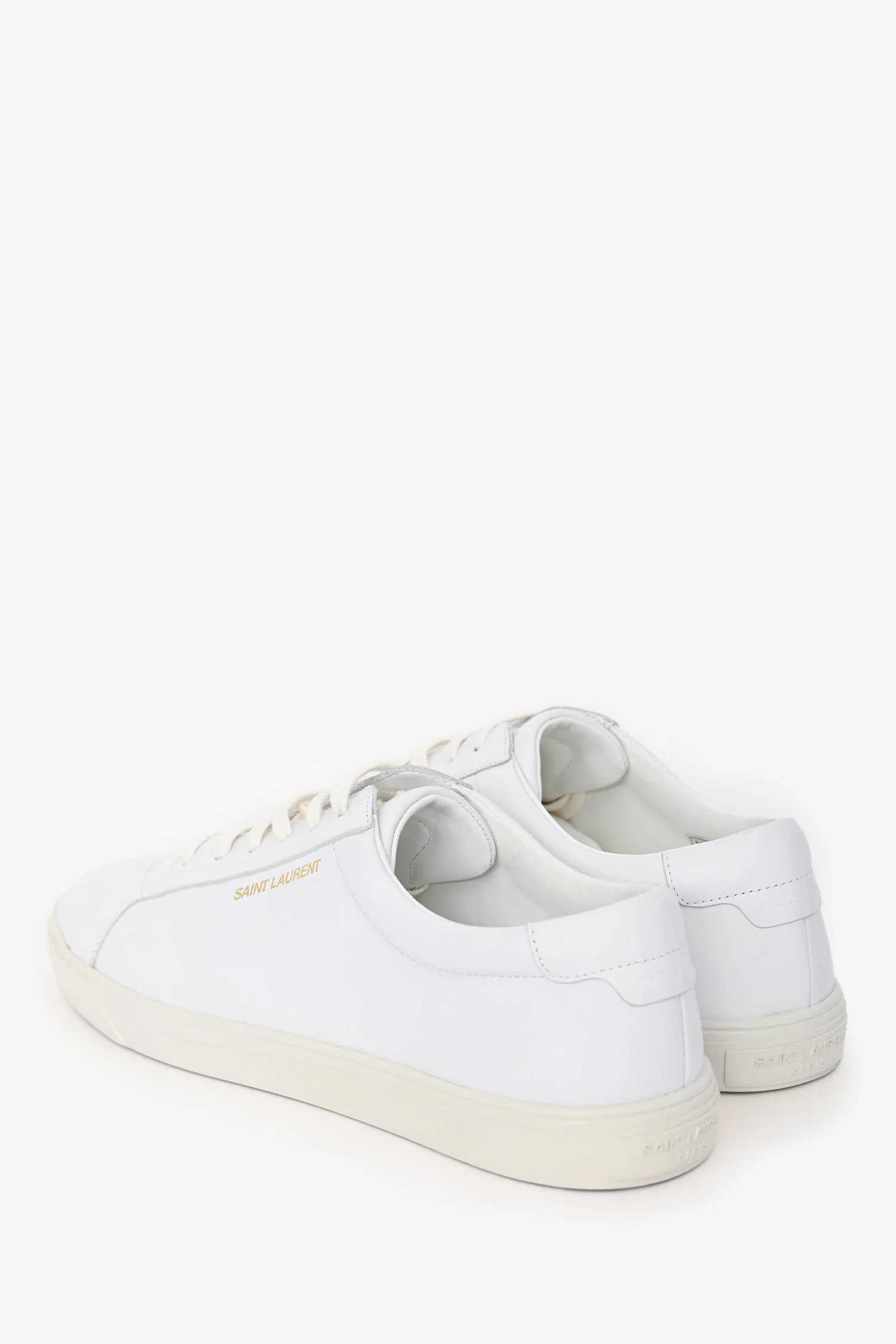Saint Laurent White Leather Logo Sneakers Size 41 - Image 5