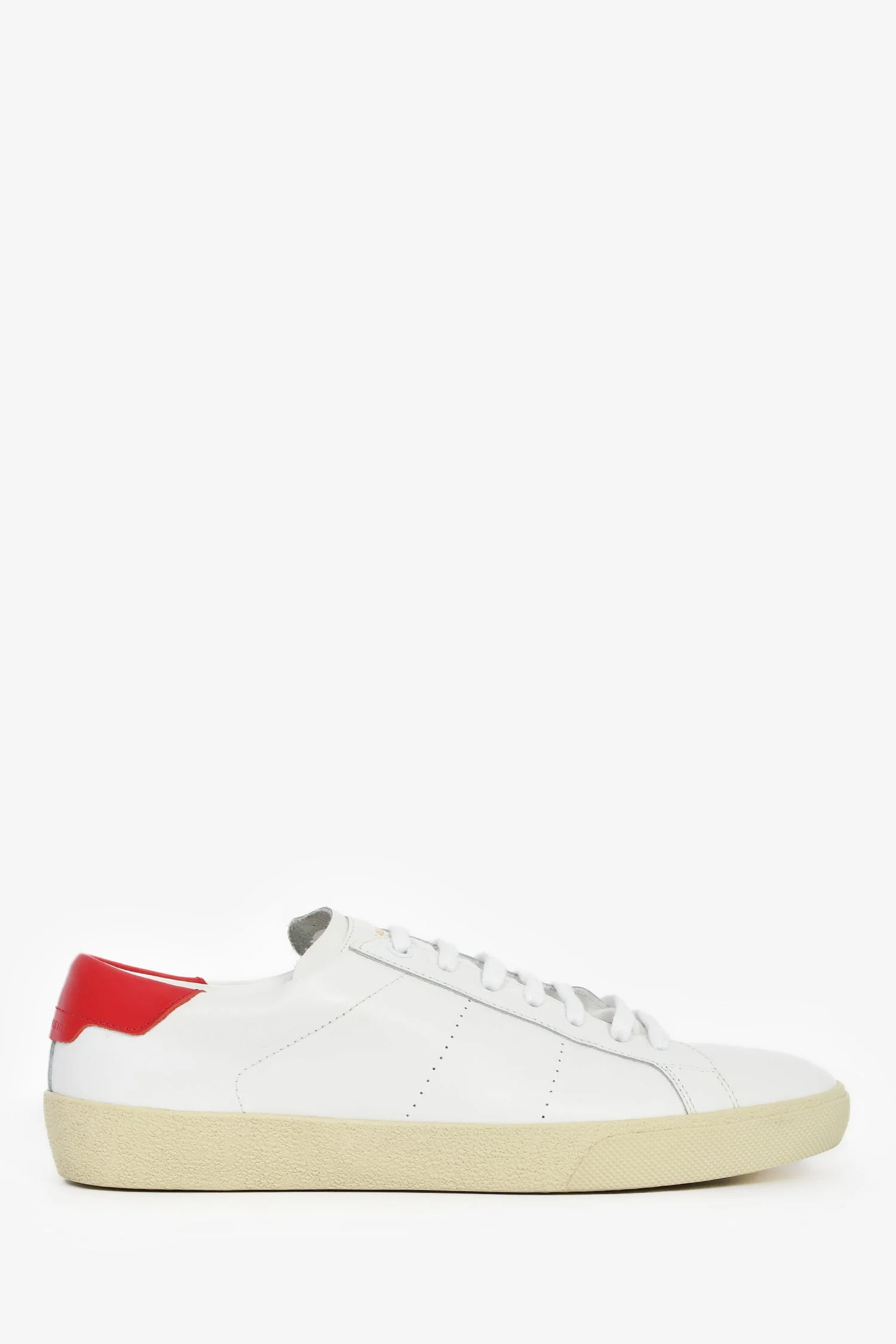 Saint Laurent White/Red Leather Sneakers Size 41.5