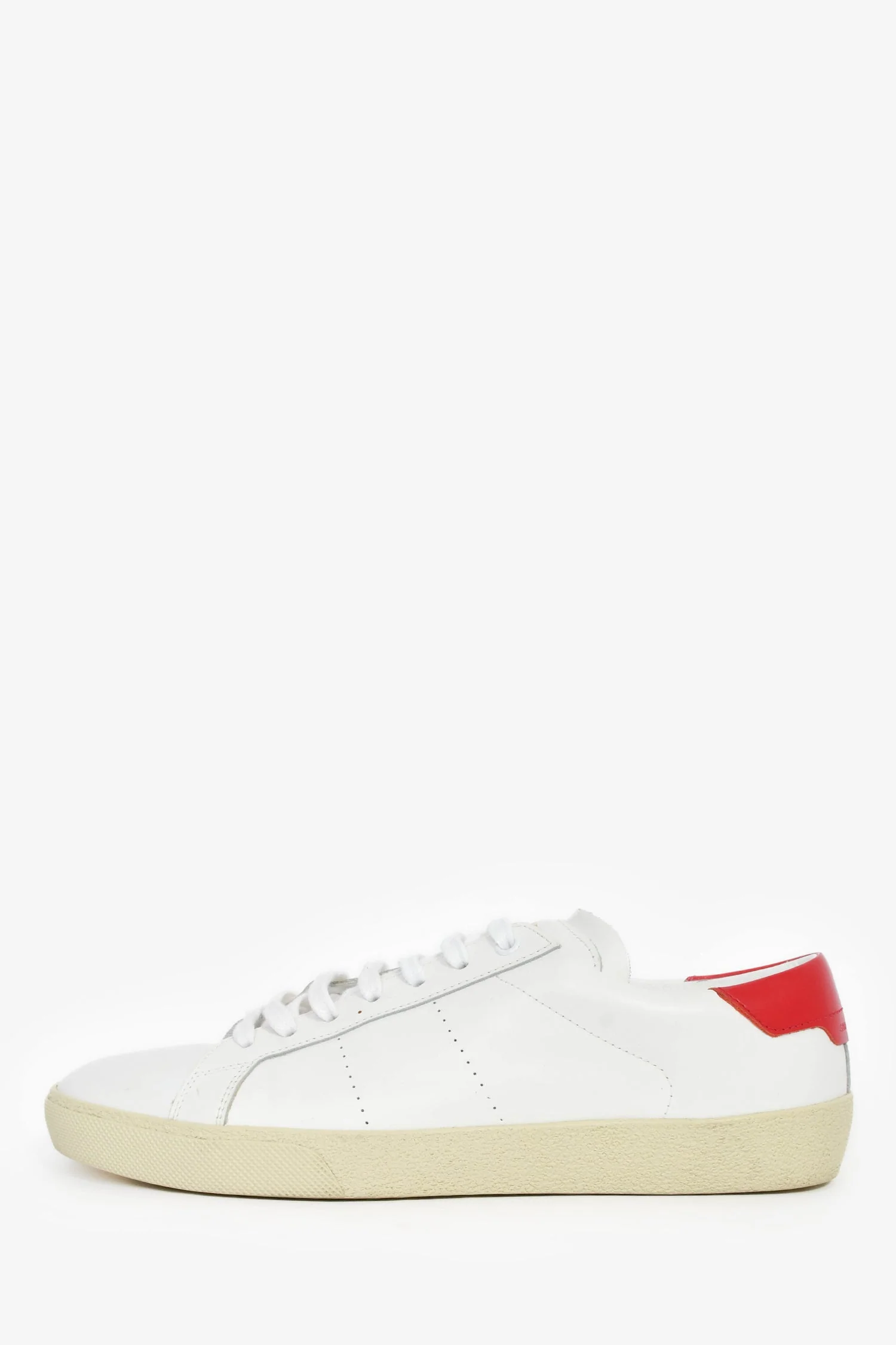 Saint Laurent White/Red Leather Sneakers Size 41.5 - Image 3