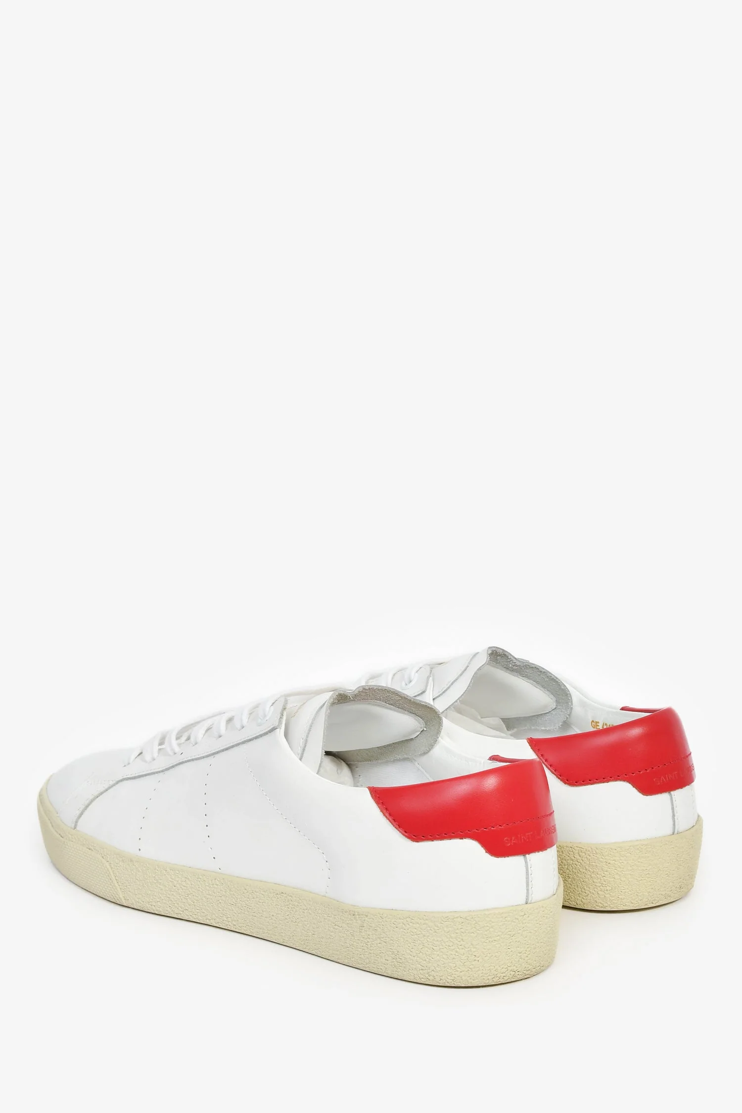 Saint Laurent White/Red Leather Sneakers Size 41.5 - Image 5