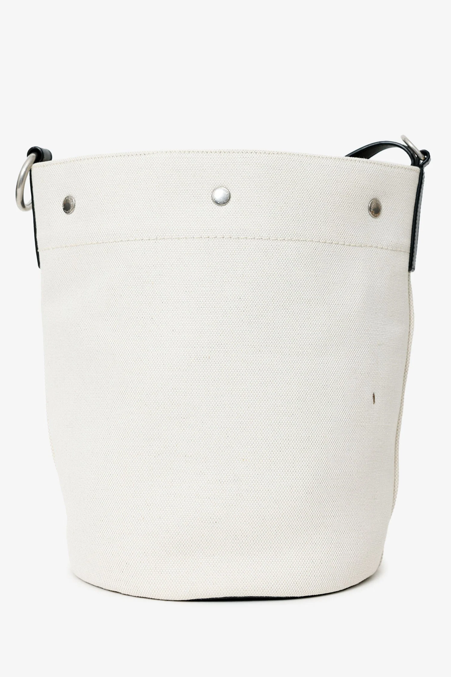 Saint Laurent White Rive Gauche Linen Bucket Bag With Pouch - Image 2