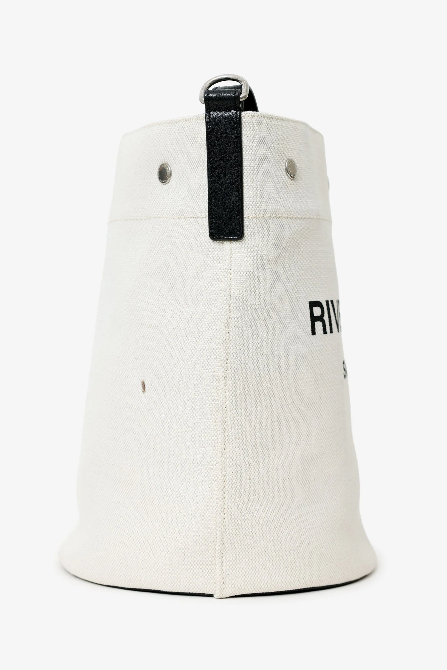 Saint Laurent White Rive Gauche Linen Bucket Bag With Pouch - Image 3