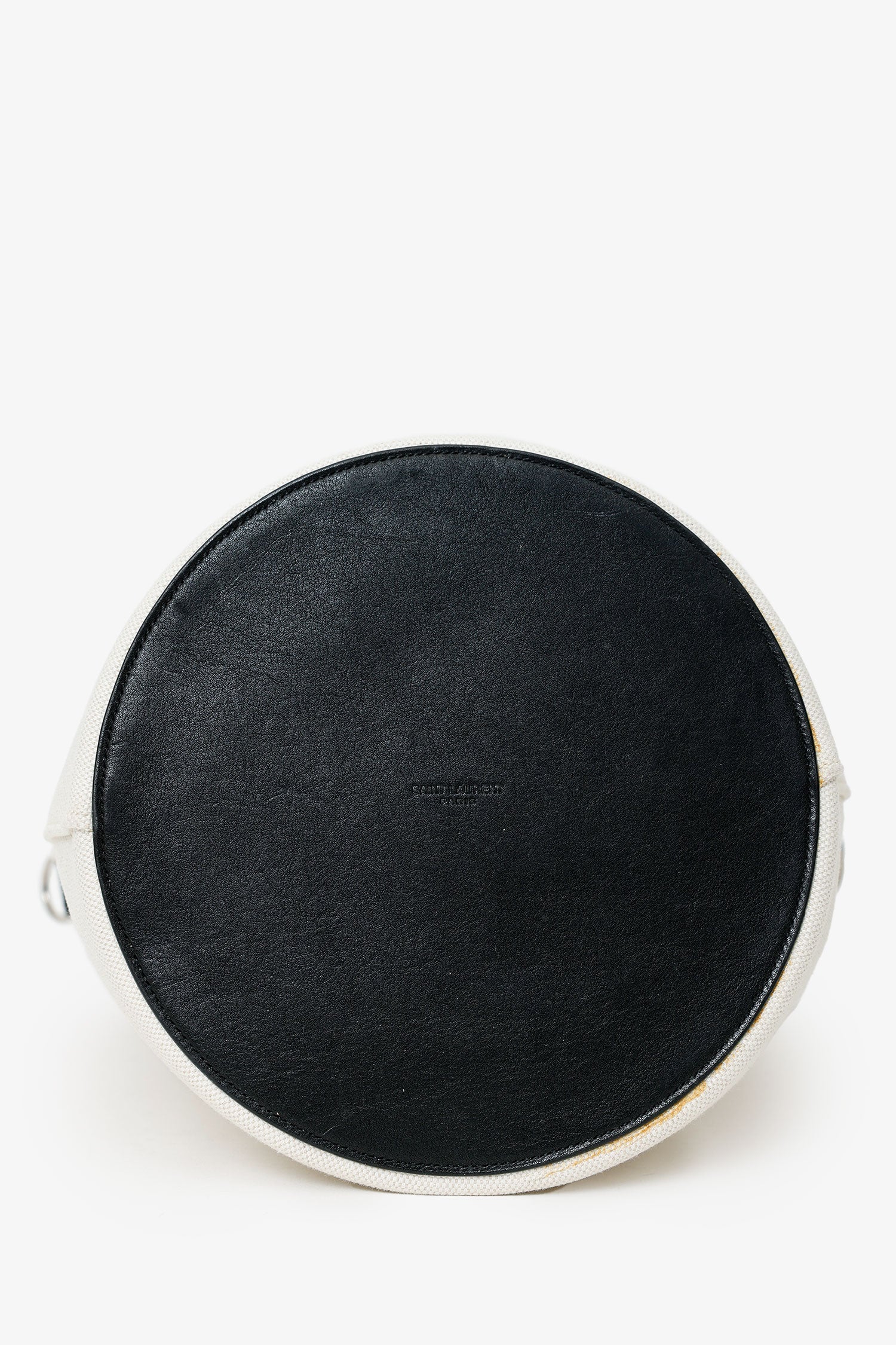 Saint Laurent White Rive Gauche Linen Bucket Bag With Pouch - Image 5