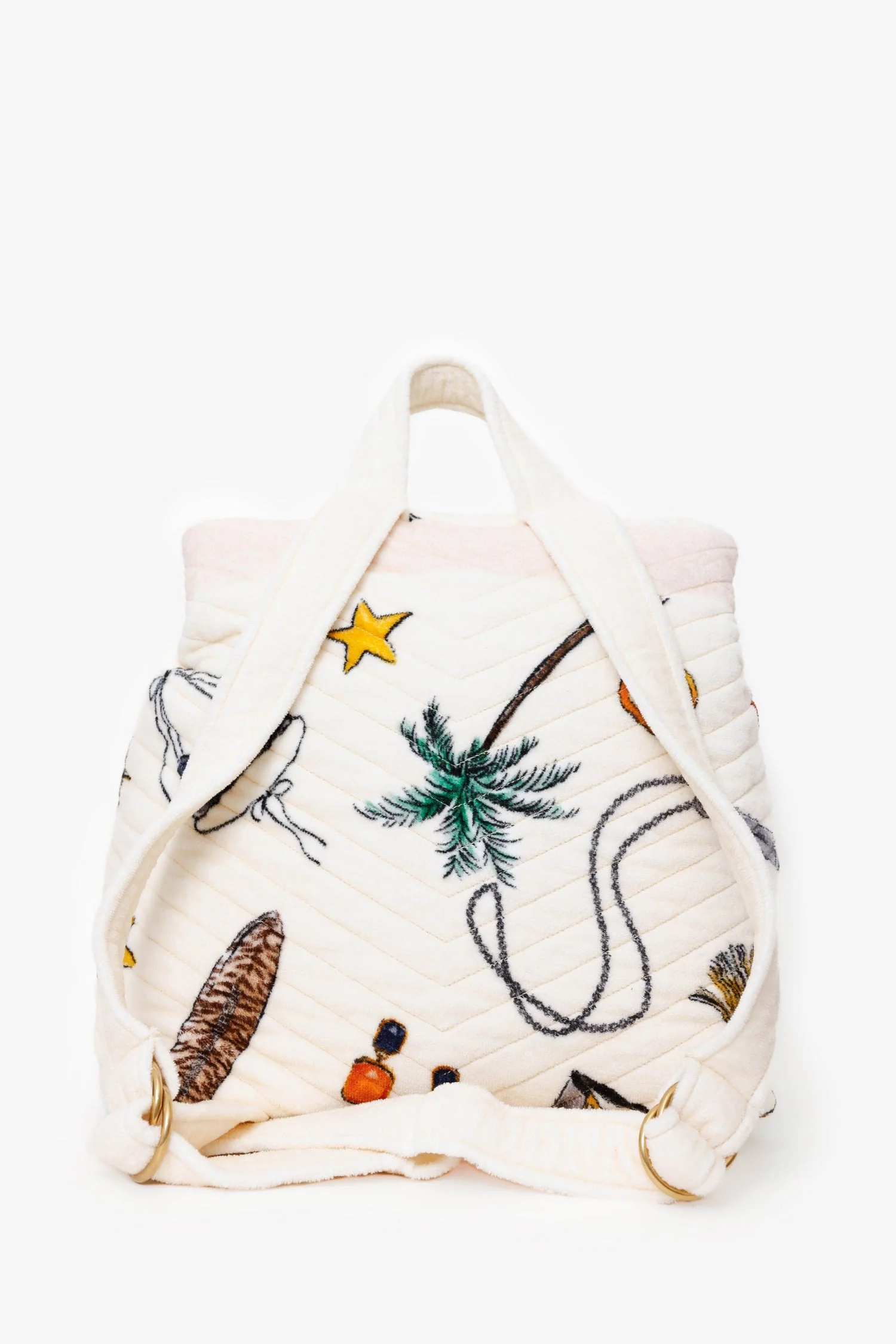 Saint Laurent White Terry Cloth Summer Print Backpack - Image 2