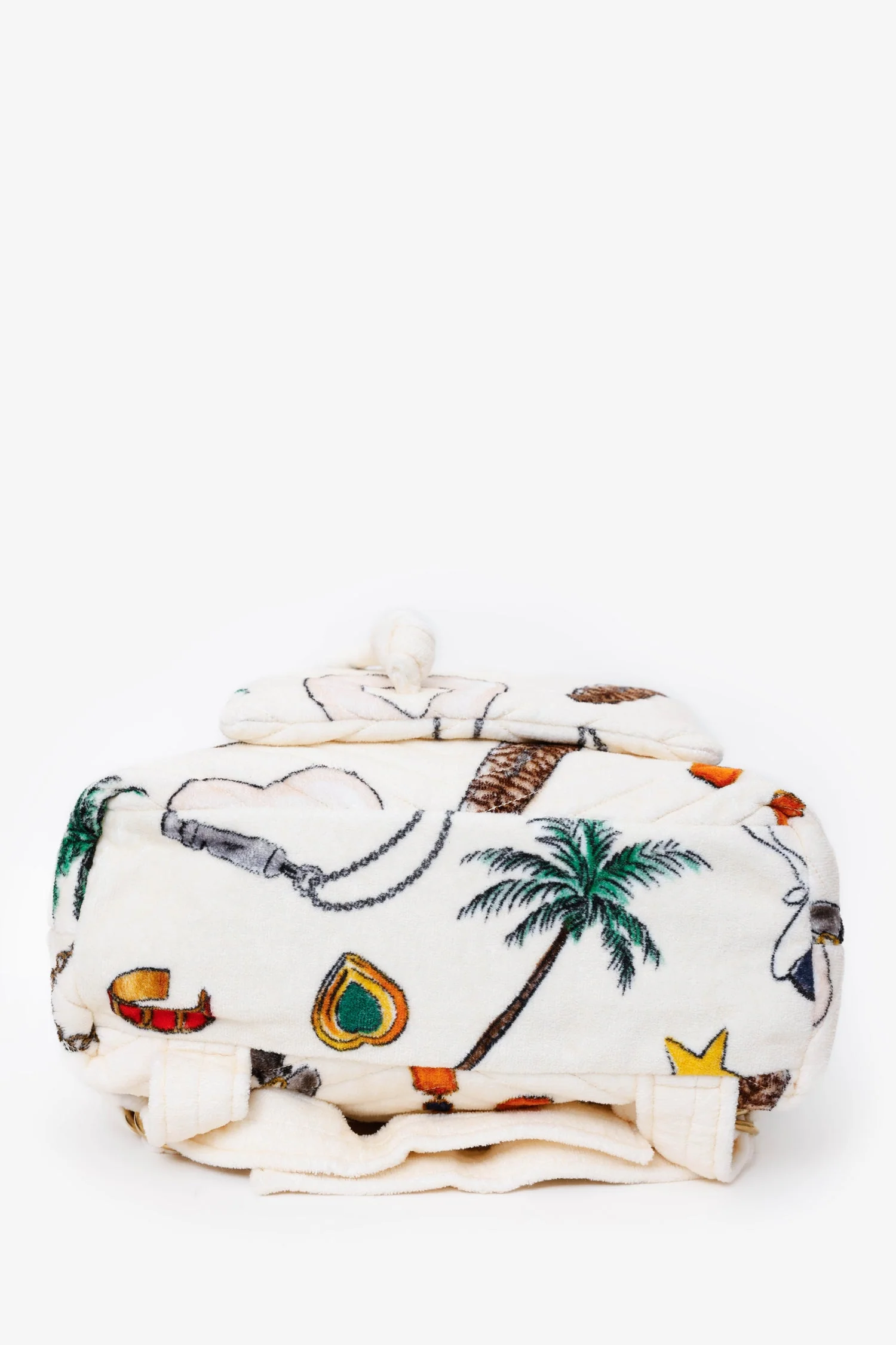 Saint Laurent White Terry Cloth Summer Print Backpack - Image 5