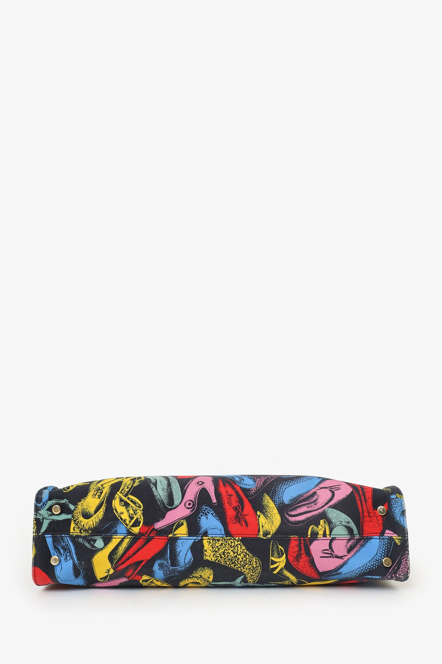 Salvatore Ferragam Black/Multicolour Canvas Shoe Printed Shopping Tote - Image 6