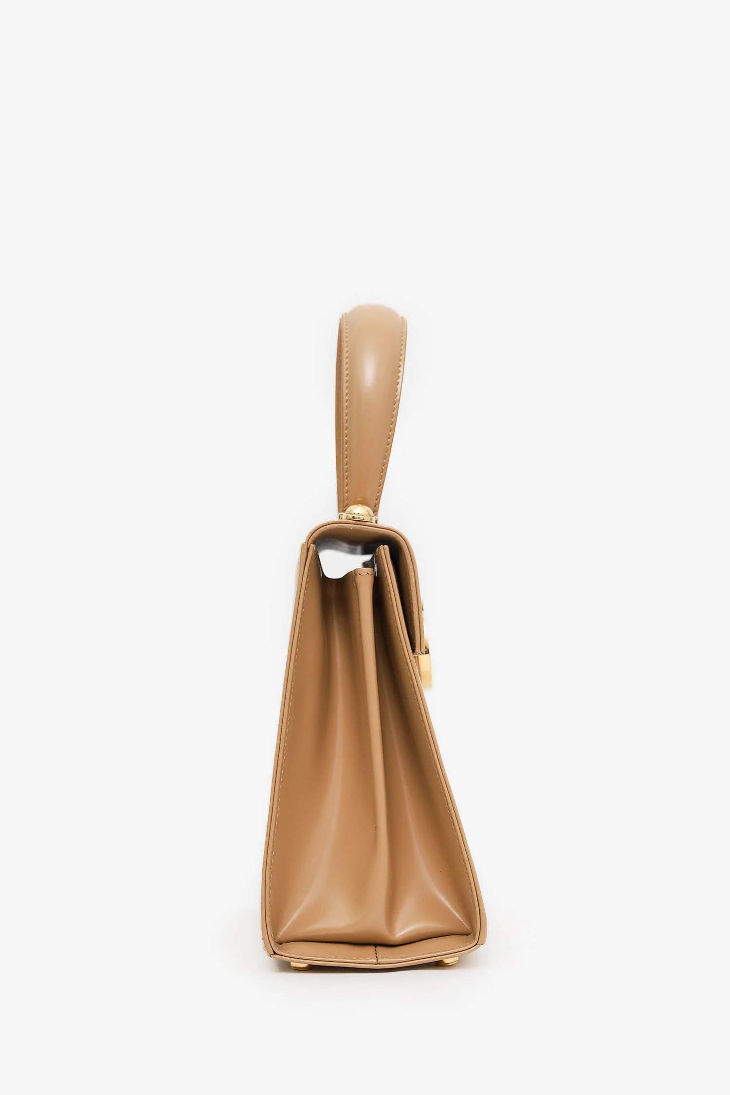Salvatore Ferragamo Beige Leather Iconic Top Handle (S) With Strap - Image 3