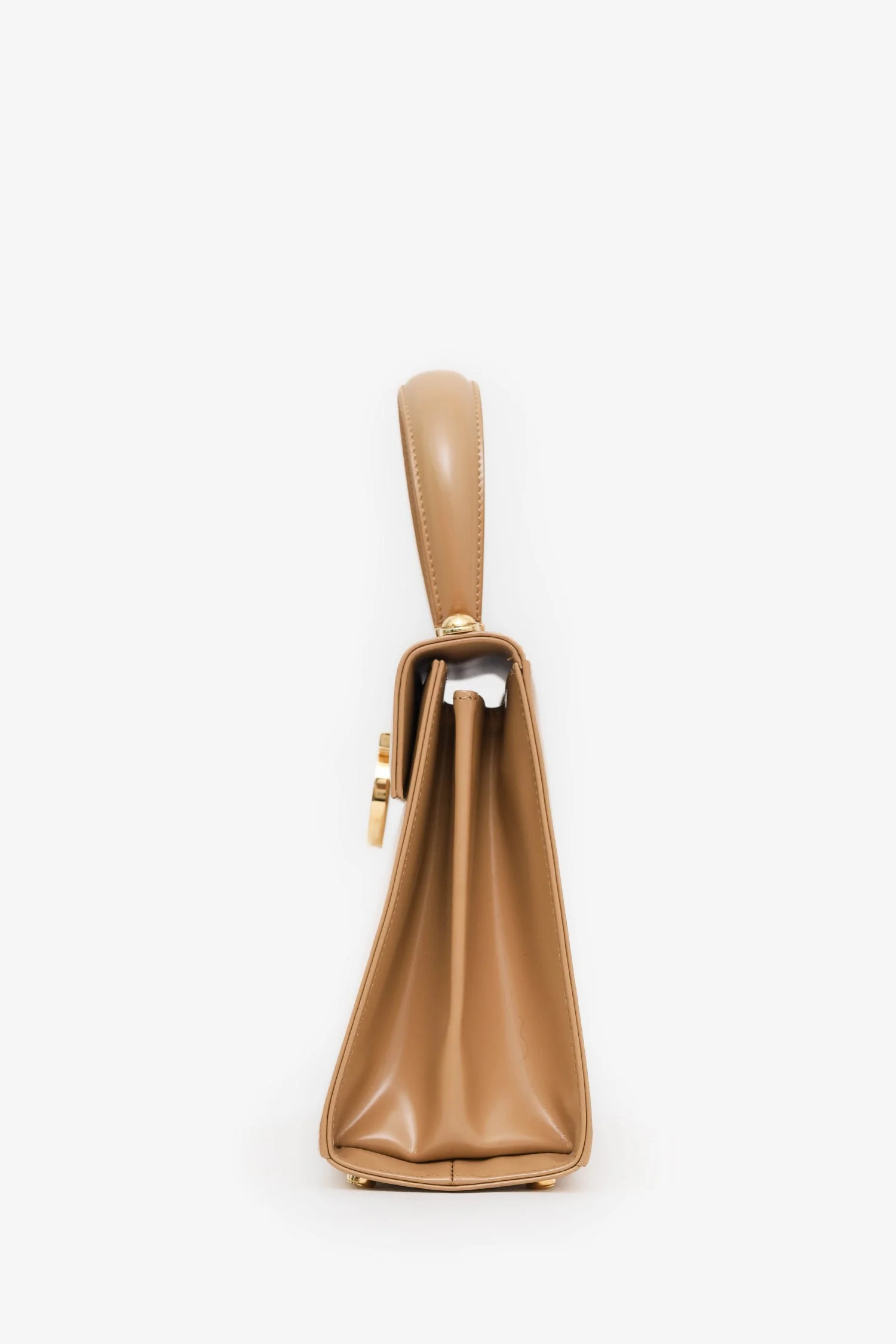 Salvatore Ferragamo Beige Leather Iconic Top Handle (S) With Strap - Image 4