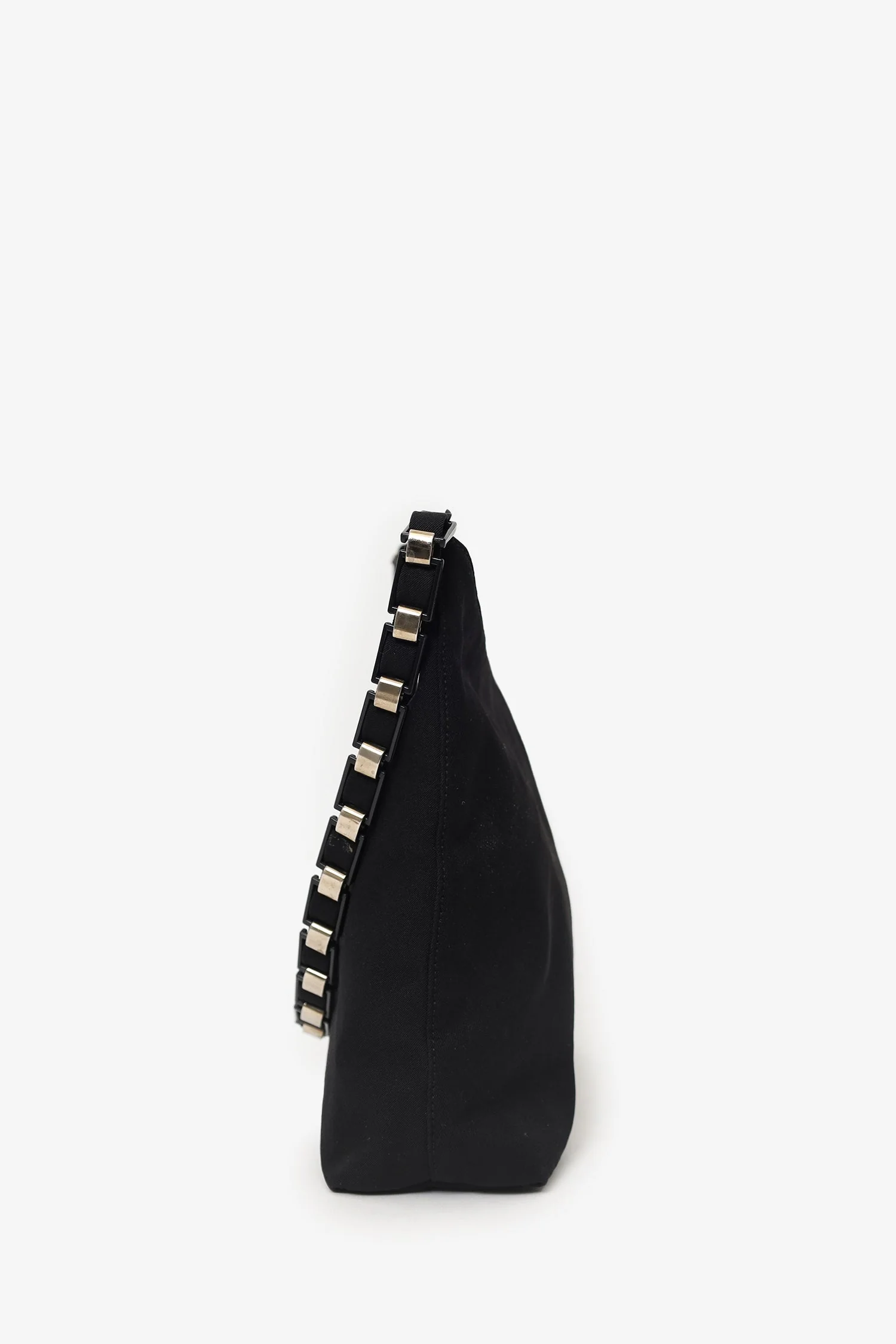 Salvatore Ferragamo Black Canvas Chain Link Shoulder Bag - Image 4