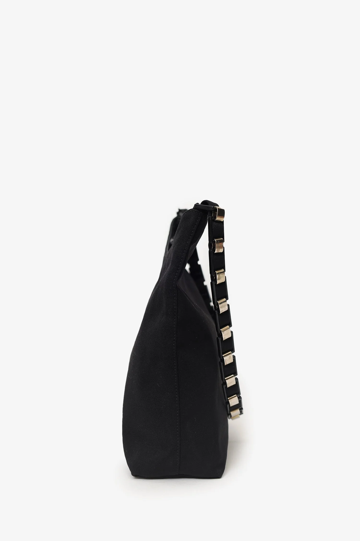 Salvatore Ferragamo Black Canvas Chain Link Shoulder Bag - Image 5