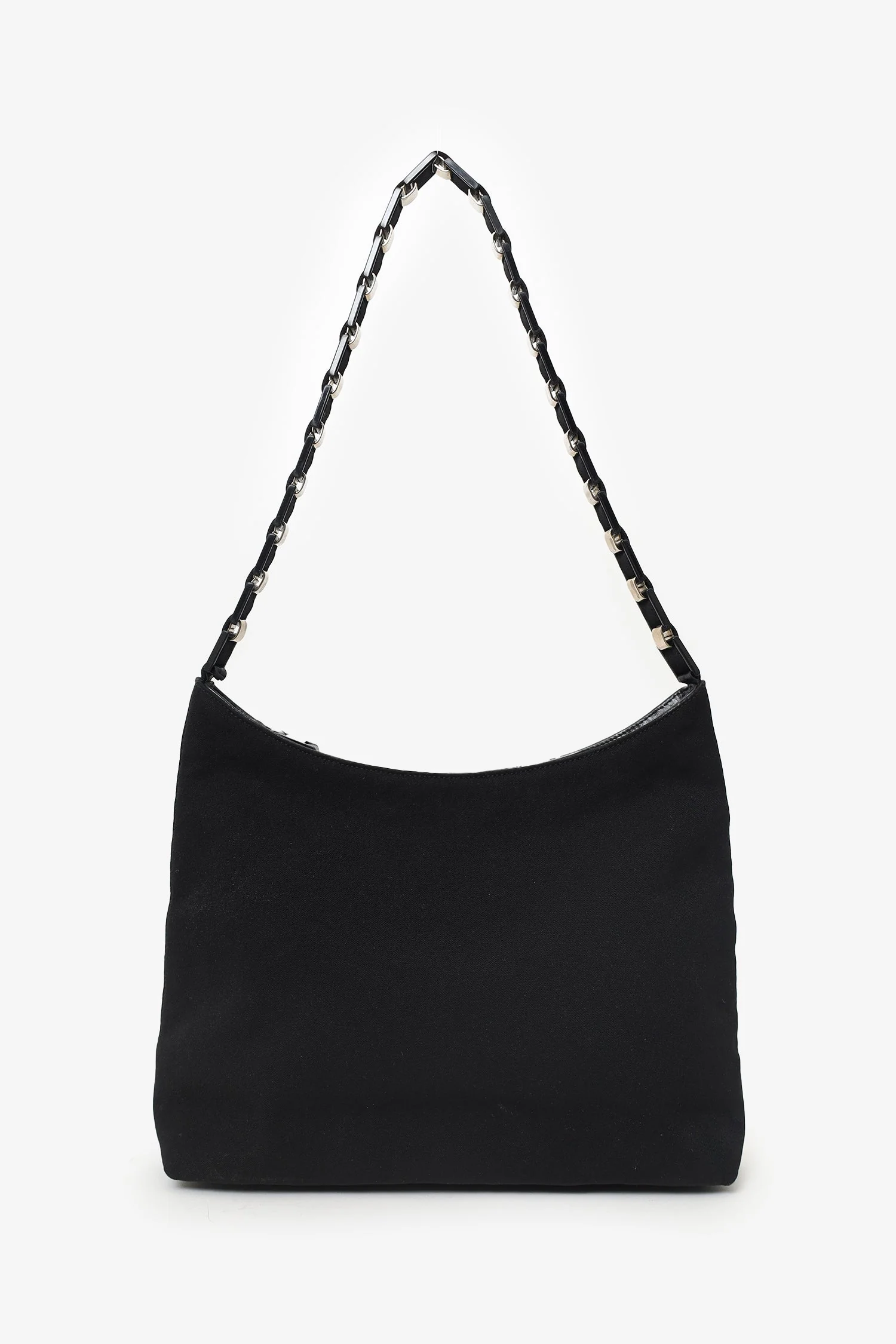 Salvatore Ferragamo Black Canvas Chain Link Shoulder Bag - Image 6