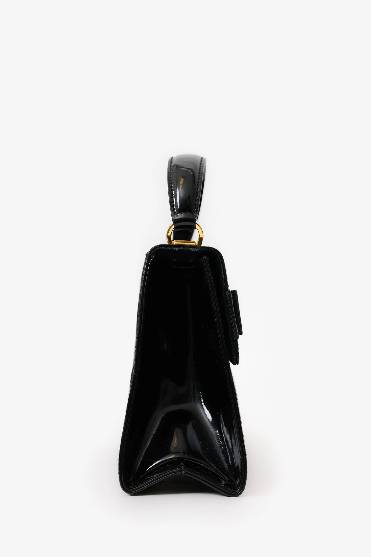 Salvatore Ferragamo Black Patent Leather Vara Bow Top Handle Bag - Image 3