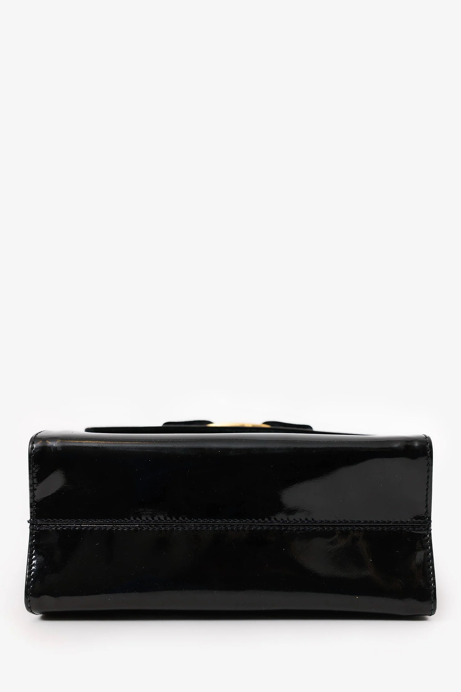Salvatore Ferragamo Black Patent Leather Vara Bow Top Handle Bag - Image 5